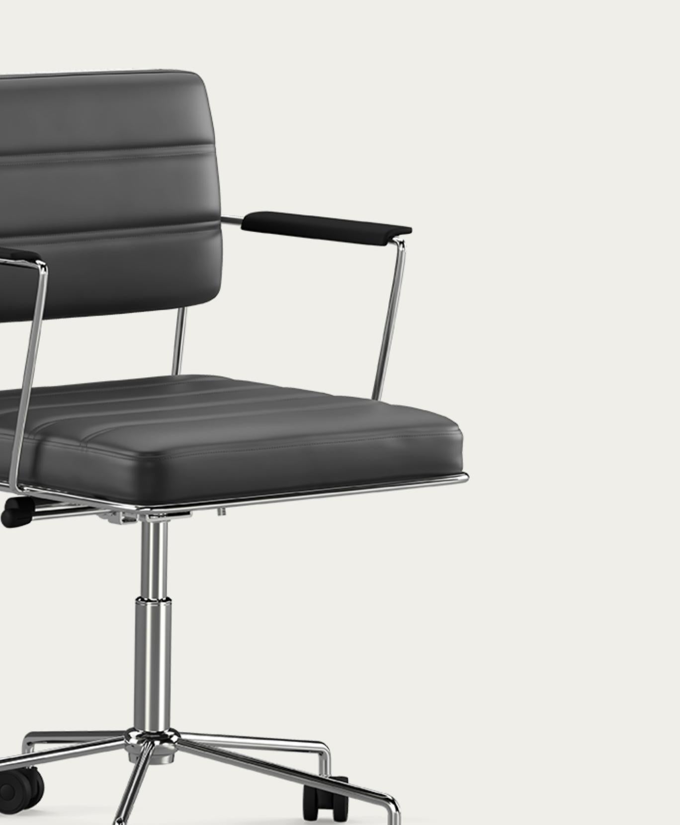Henrik Tengler Time Chair Frame: Chrome Upholster: Black For One Collection In New Condition For Sale In Barcelona, Barcelona