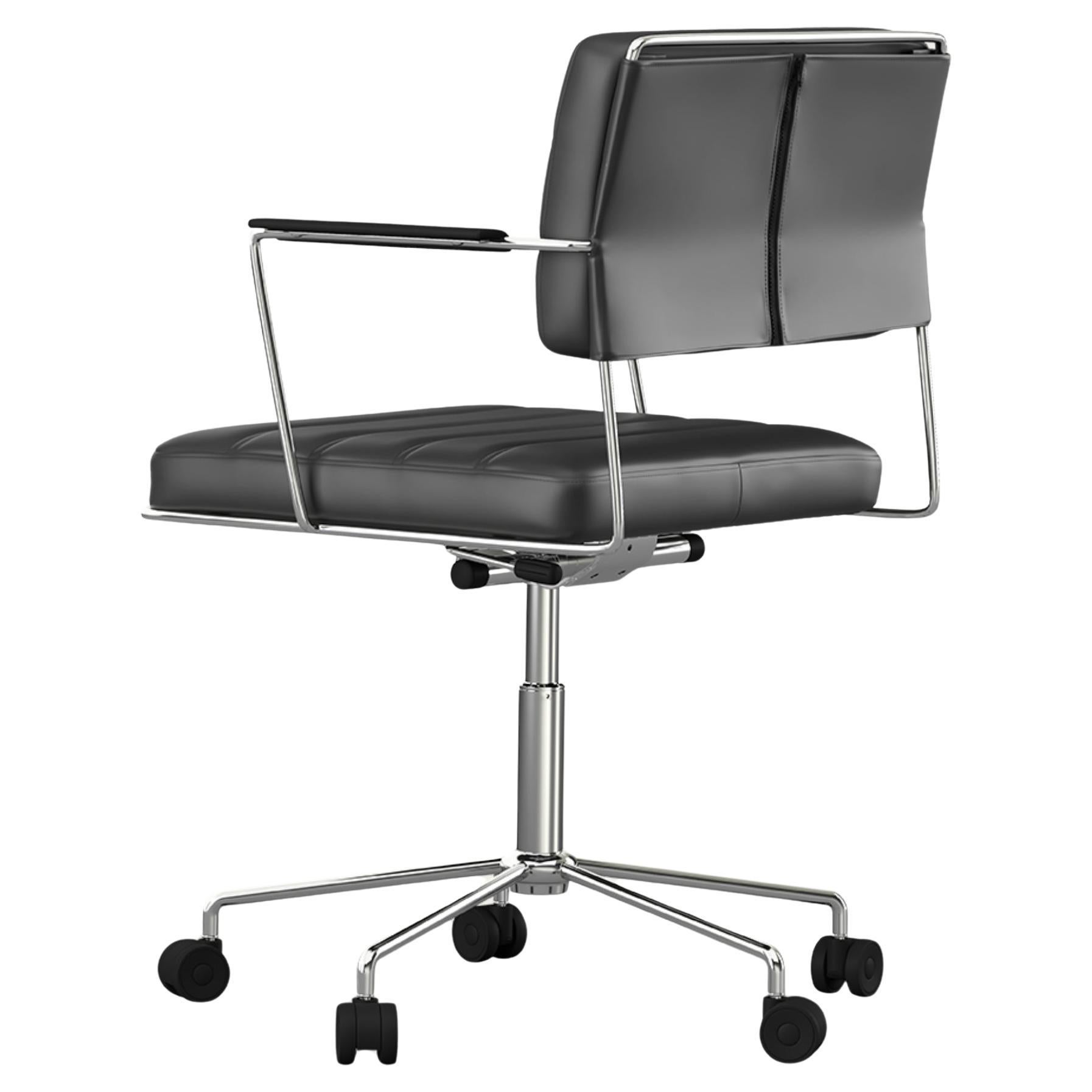 Henrik Tengler Time Chair Frame: Chrome Upholster: Black For One Collection For Sale