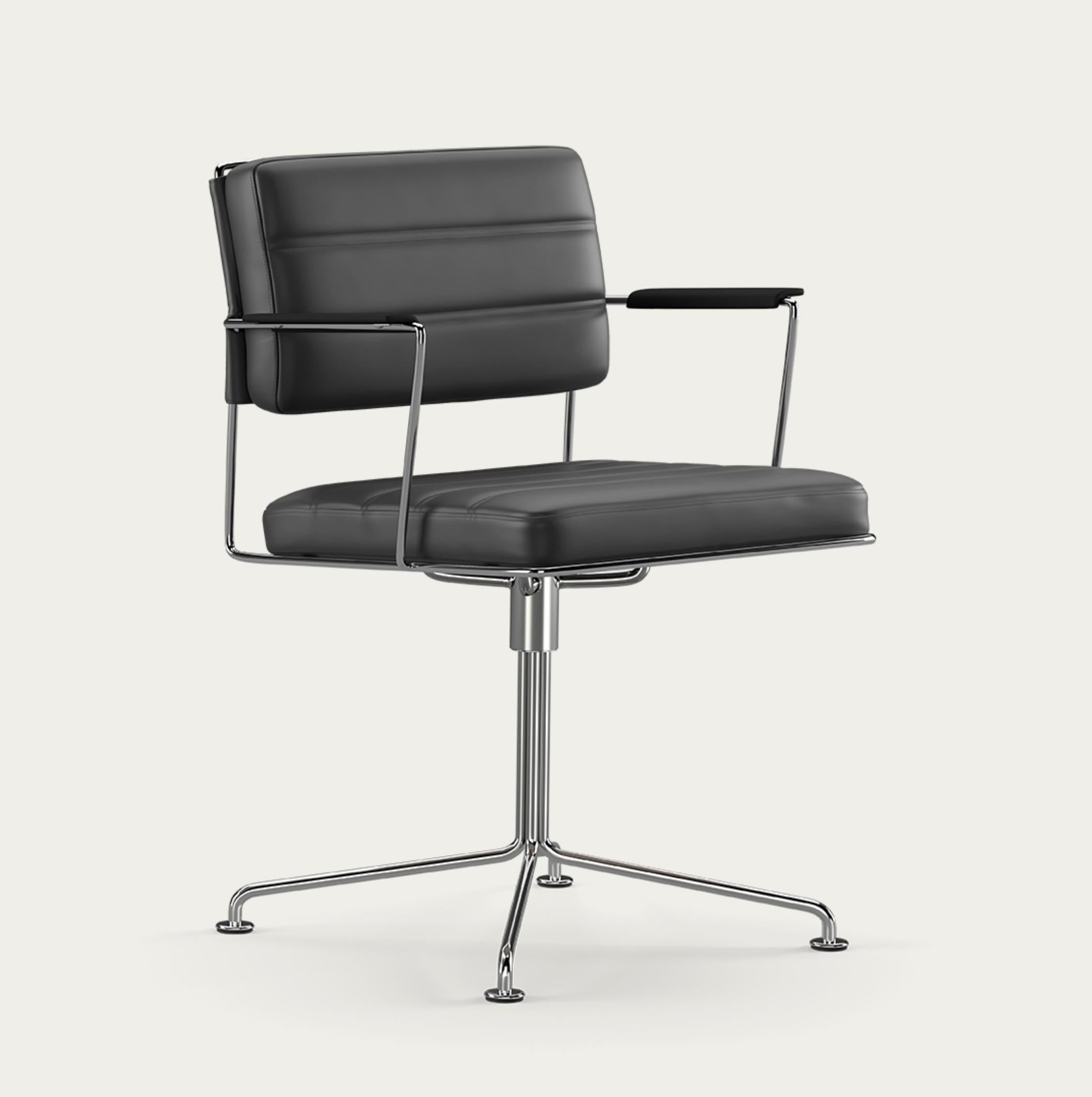 Mid-Century Modern Henrik Tengler Time Chair Cadre : Chrome, Rembourrage : Noir Pour la collection One en vente