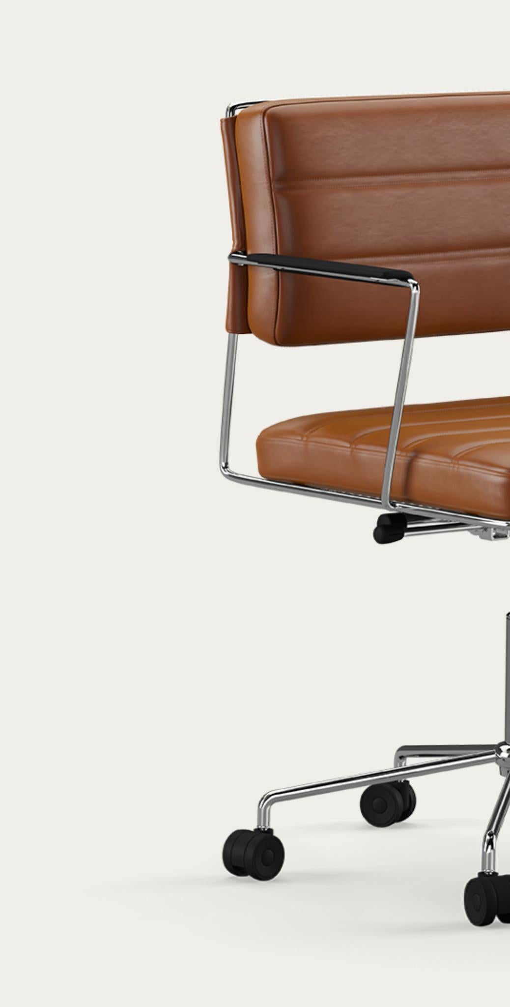 Sedia Henrik Tengler Time Struttura: Cromo Rivestimento: Cognac For One Collectional in vendita 4