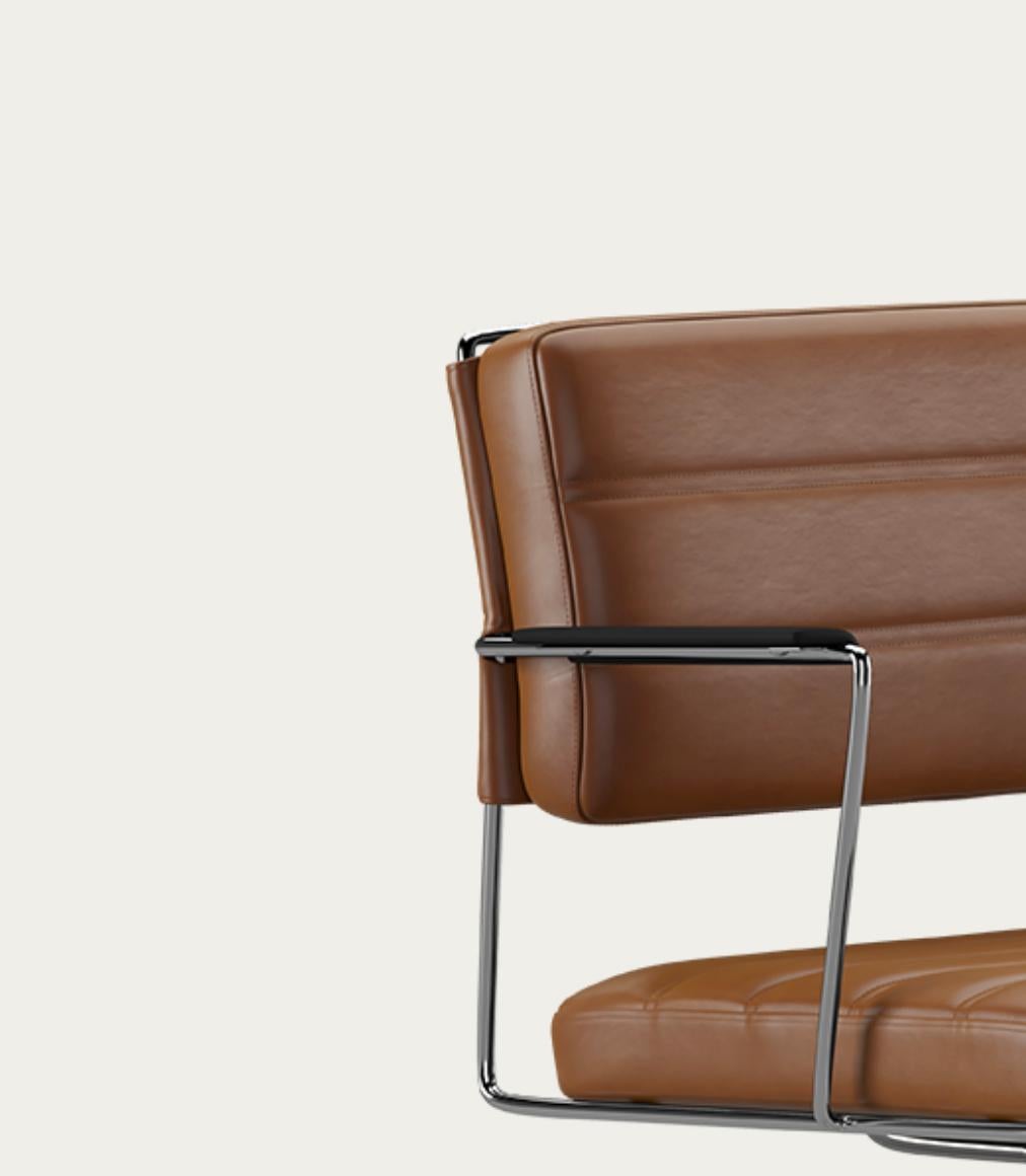 Henrik Tengler Time Chair Frame: Chrome, Upholstery: Cognac For One Collection For Sale 4