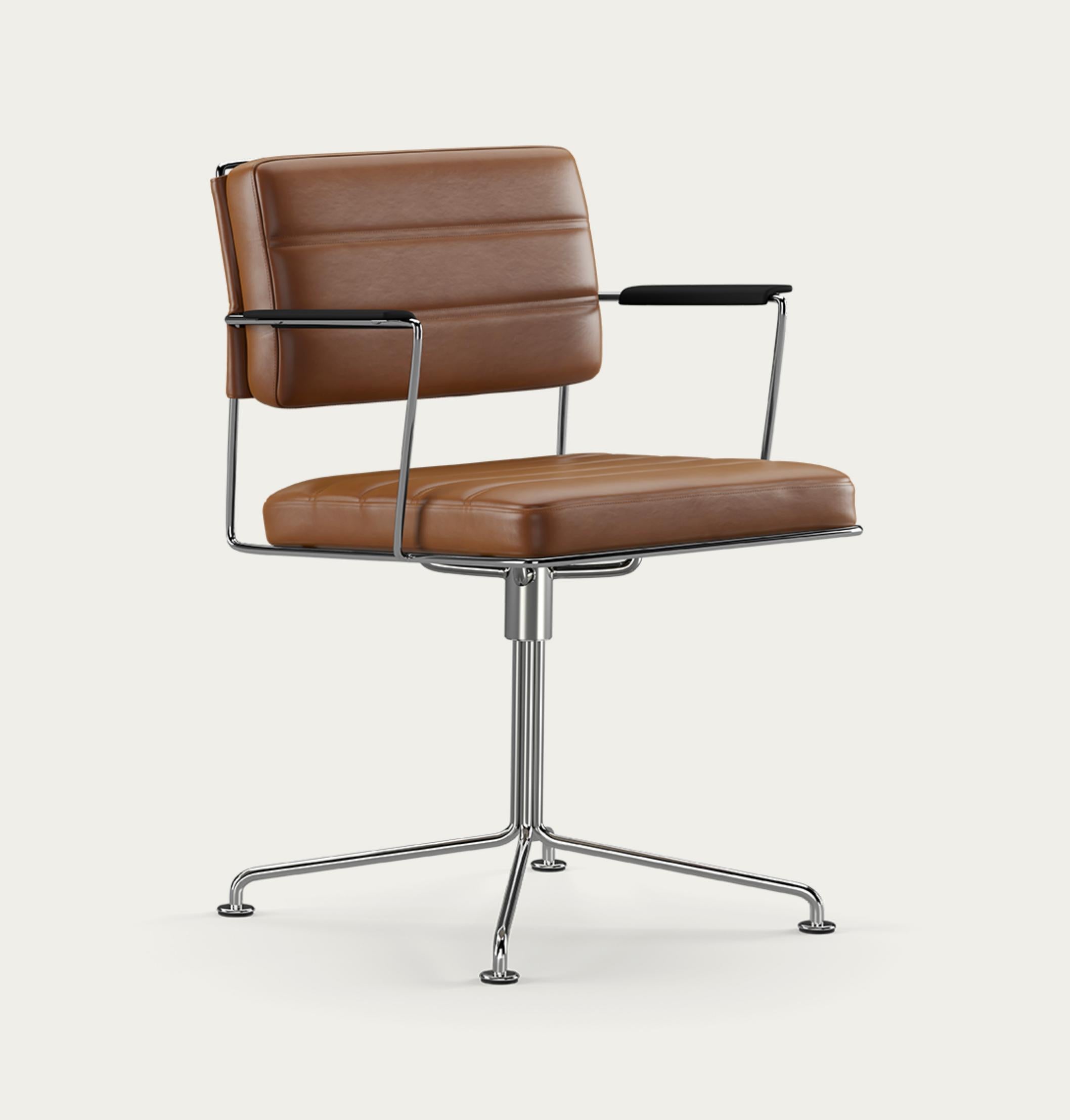 Henrik Tengler Time Chair Frame: Chrome, Upholstery: Black For One Collection 

The Time Chair, designed by Henrik Tengler in 2012, is a dynamic and comfortable conference chair. Its design deliberately diverges from passing trends, instead