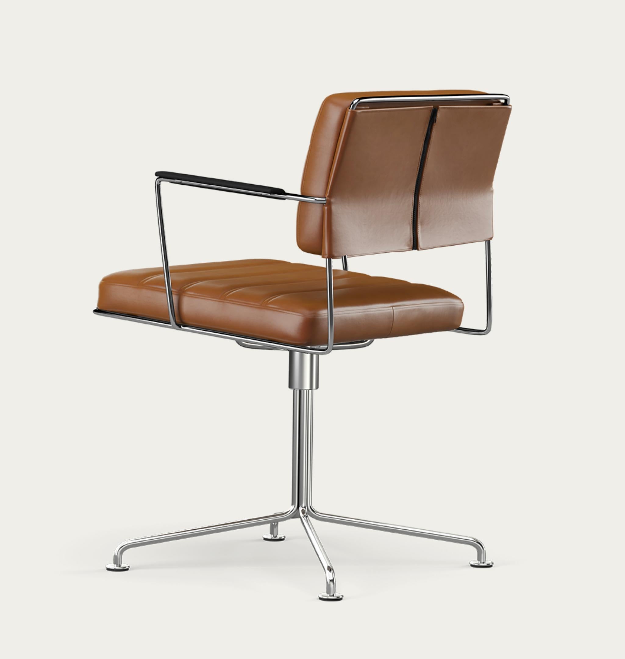 Mid-Century Modern Henrik Tengler Time Chair Frame: Chrome, Upholstery: Cognac For One Collection For Sale