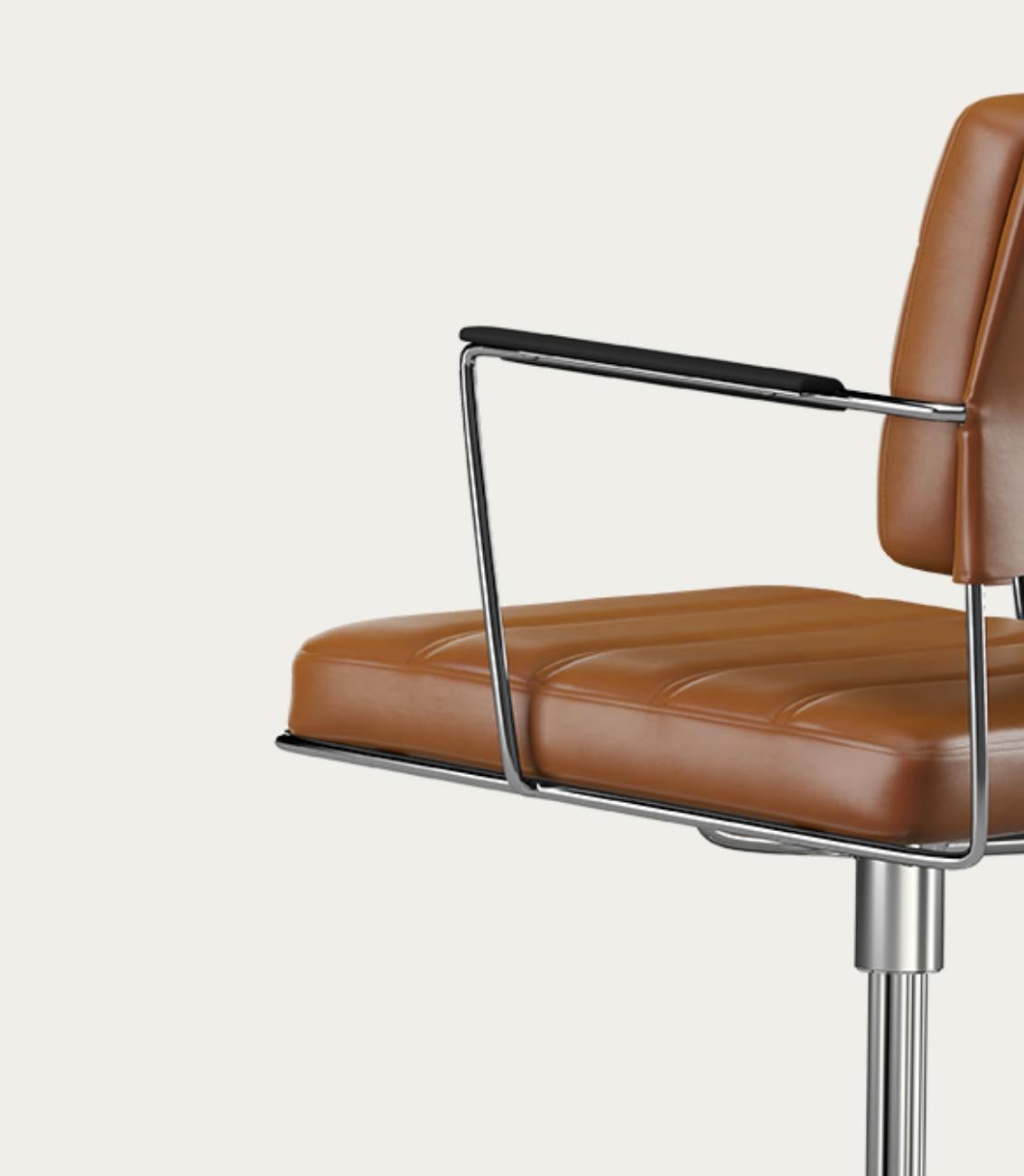 Contemporary Henrik Tengler Time Chair Frame: Chrome, Upholstery: Cognac For One Collection For Sale