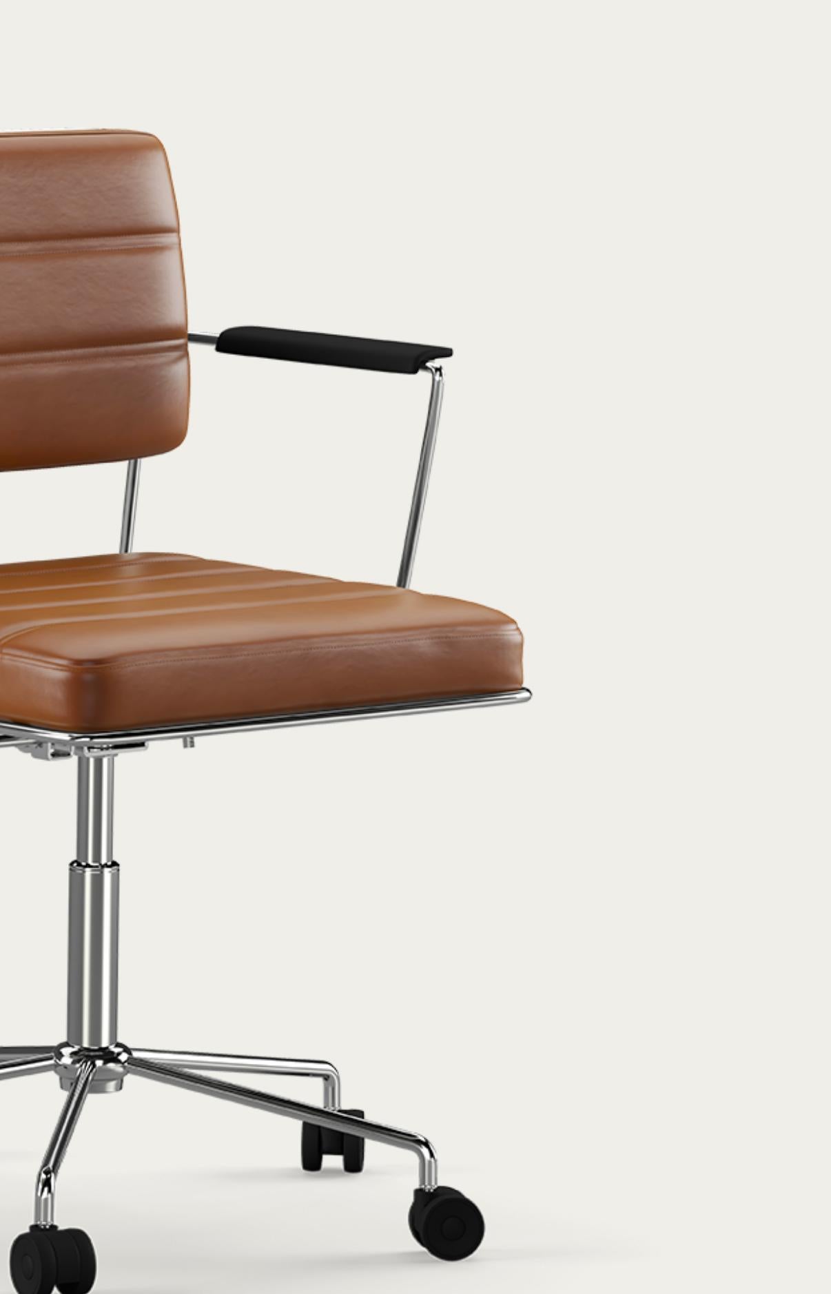 Sedia Henrik Tengler Time Struttura: Cromo Rivestimento: Cognac For One Collectional in vendita 1