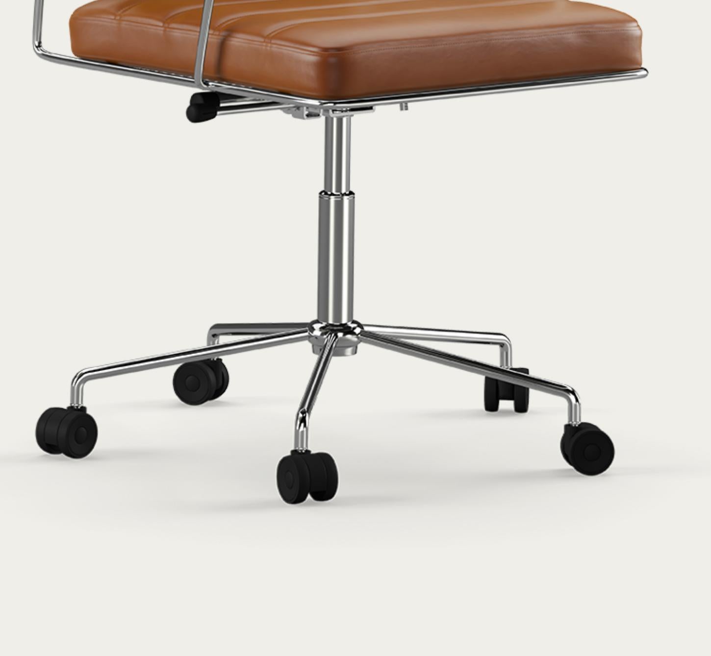 Sedia Henrik Tengler Time Struttura: Cromo Rivestimento: Cognac For One Collectional in vendita 2