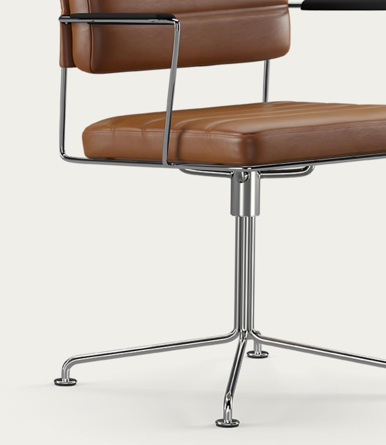 Henrik Tengler Time Chair Frame: Chrome, Upholstery: Cognac For One Collection For Sale 2