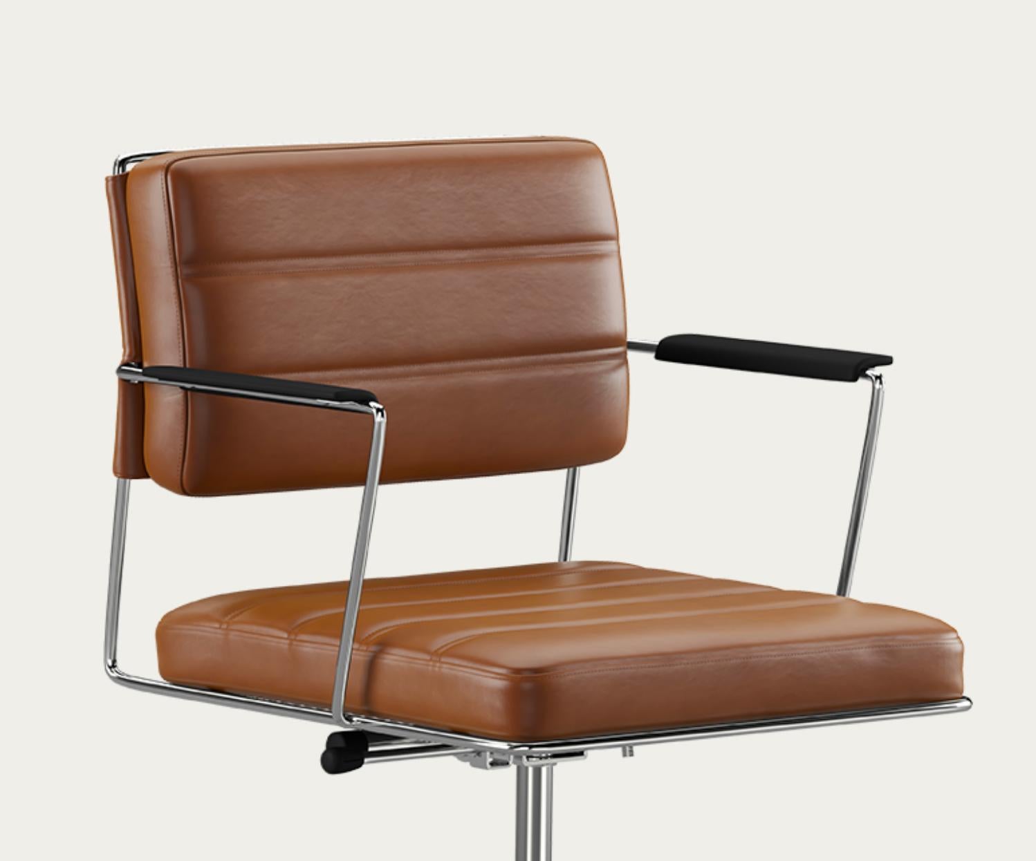 Sedia Henrik Tengler Time Struttura: Cromo Rivestimento: Cognac For One Collectional in vendita 3
