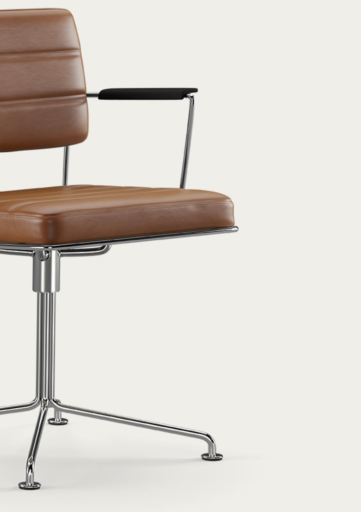 Henrik Tengler Time Chair Frame: Chrome, Upholstery: Cognac For One Collection For Sale 3