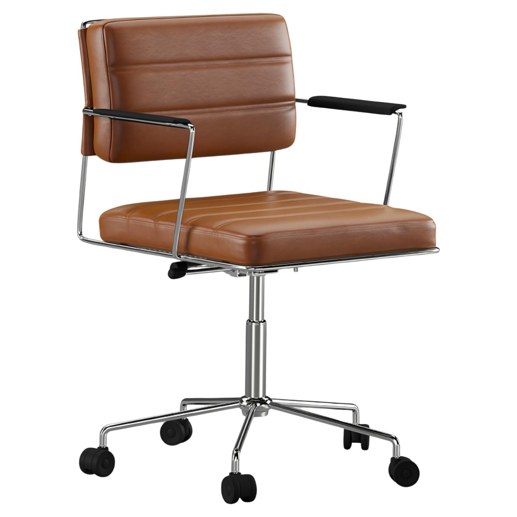 Henrik Tengler Silla Time Estructura: Cromo Tapizado: Coñac Colección For One