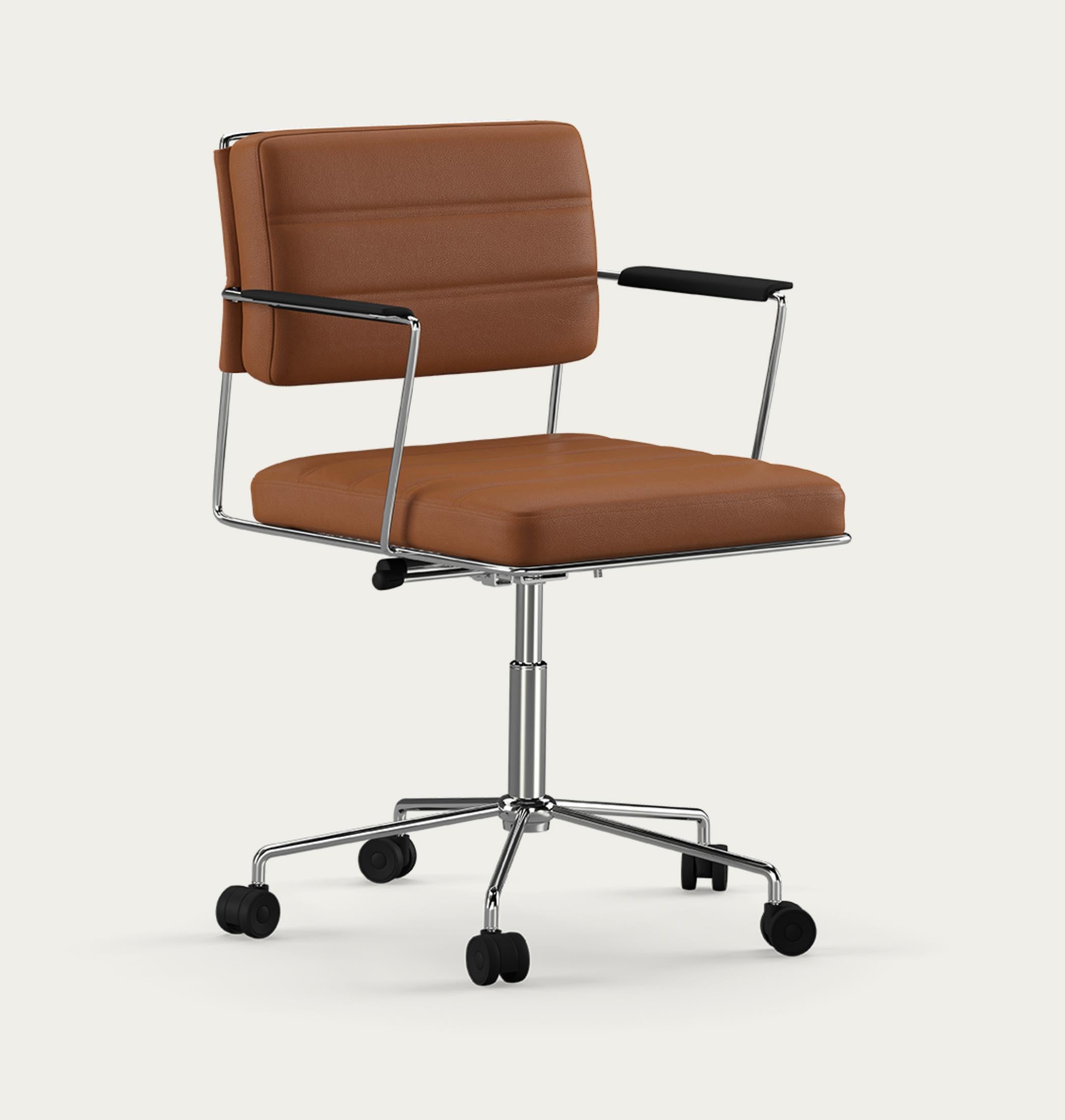 Sedia Henrik Tengler Time Telaio: Cromo , Rivestimento: Prestige Cognac For One Collectional 

La Time Chair, progettata da Henrik Tengler nel 2012, è una sedia da conferenza dinamica e confortevole. Il suo design si discosta deliberatamente dalle