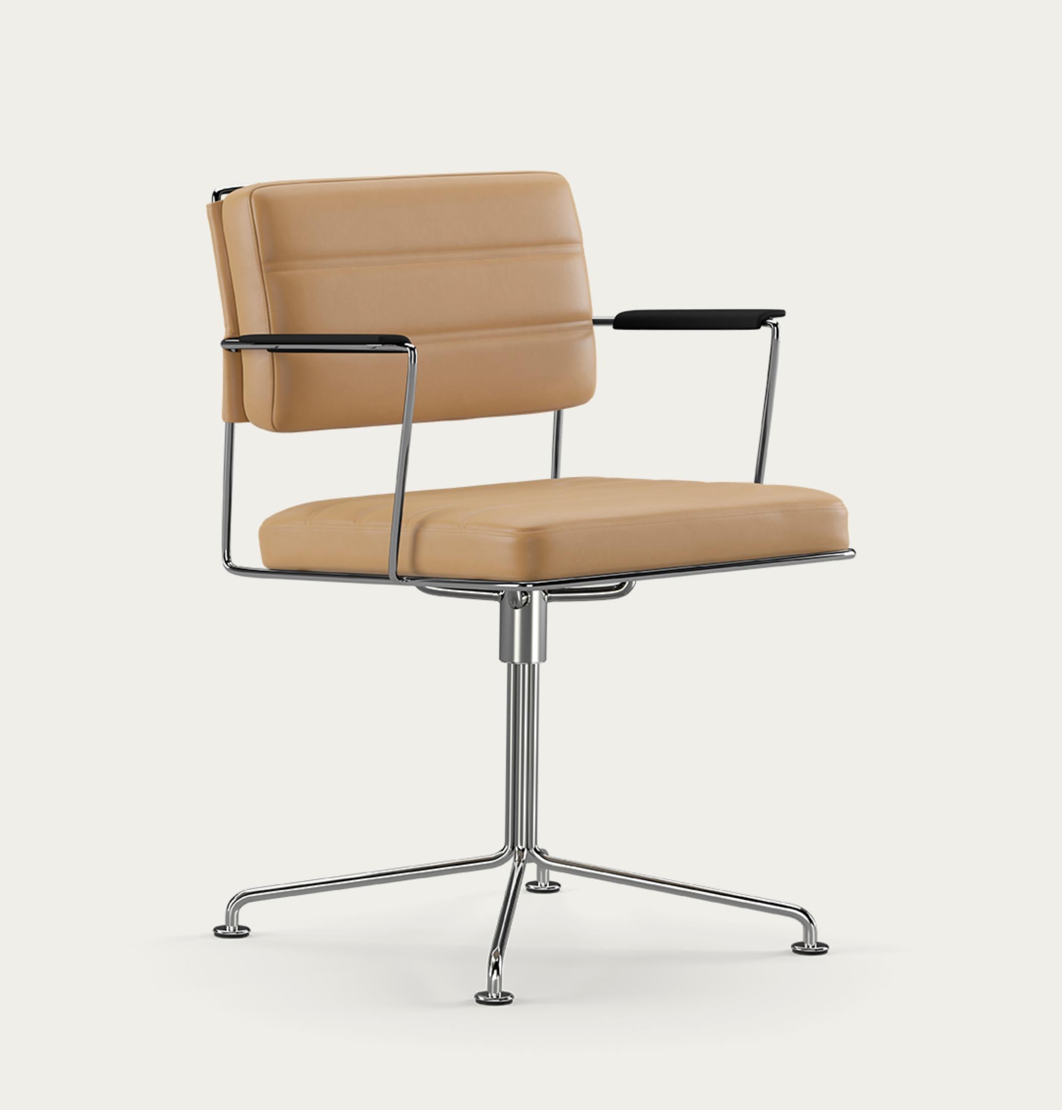 Henrik Tengler Zeitstuhlrahmen: Chrom, Polsterung: Sand für eine Kollektion 

Der Time Chair wurde 2012 von Henrik Tengler entworfen und ist ein dynamischer und komfortabler Konferenzstuhl. Sein Design weicht bewusst von vorübergehenden Trends ab