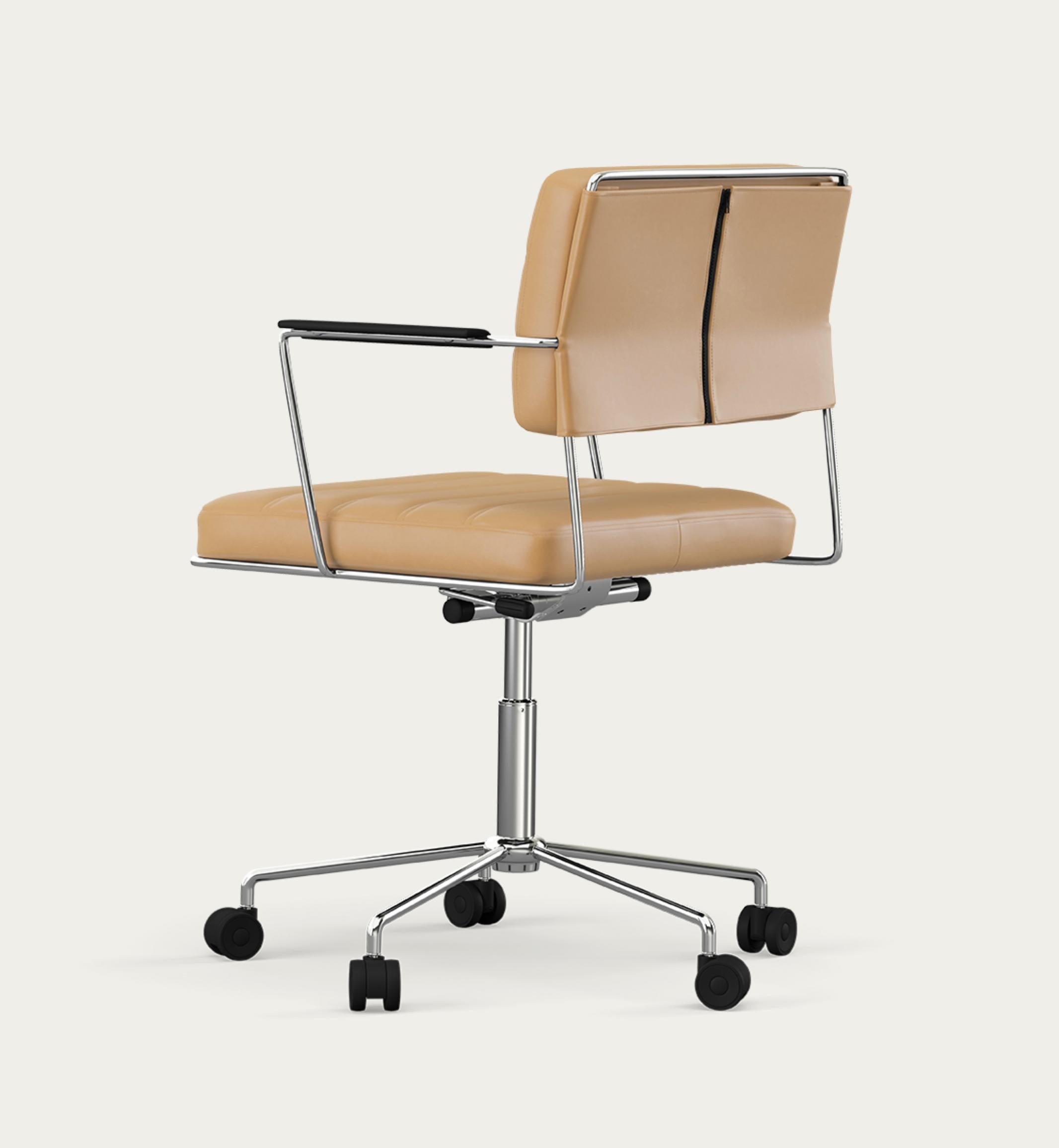 Mid-Century Modern Henrik Tengler Time Chair Frame: Chrome Upholstery: Sand For One Collection For Sale