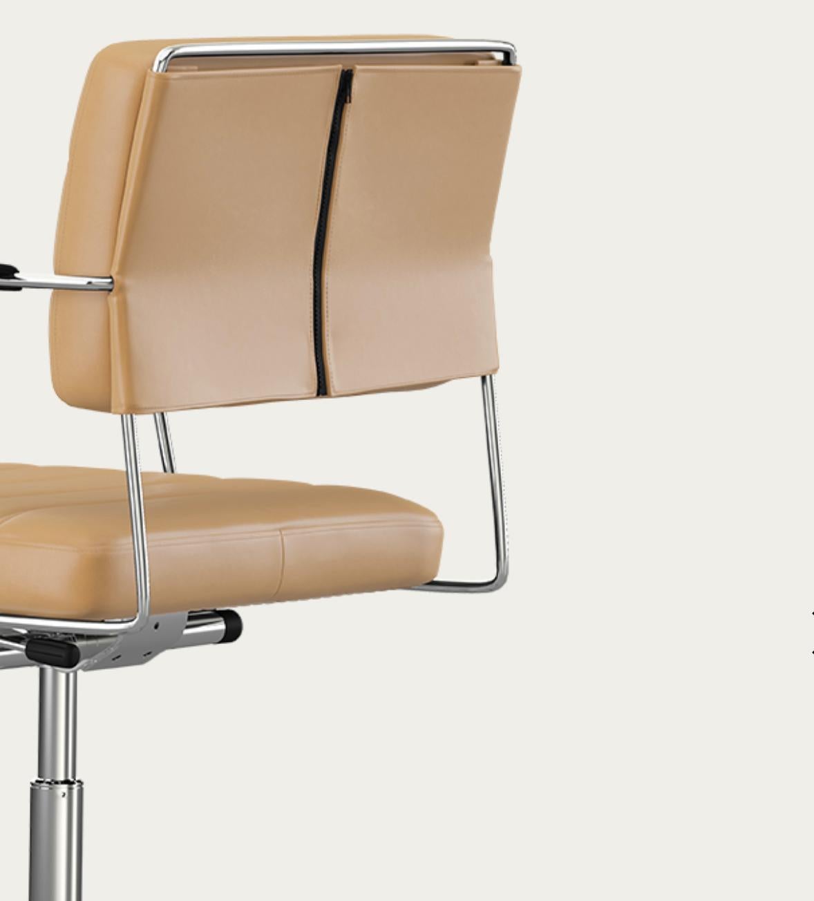 Contemporary Henrik Tengler Time Chair Frame: Chrome Upholstery: Sand For One Collection For Sale