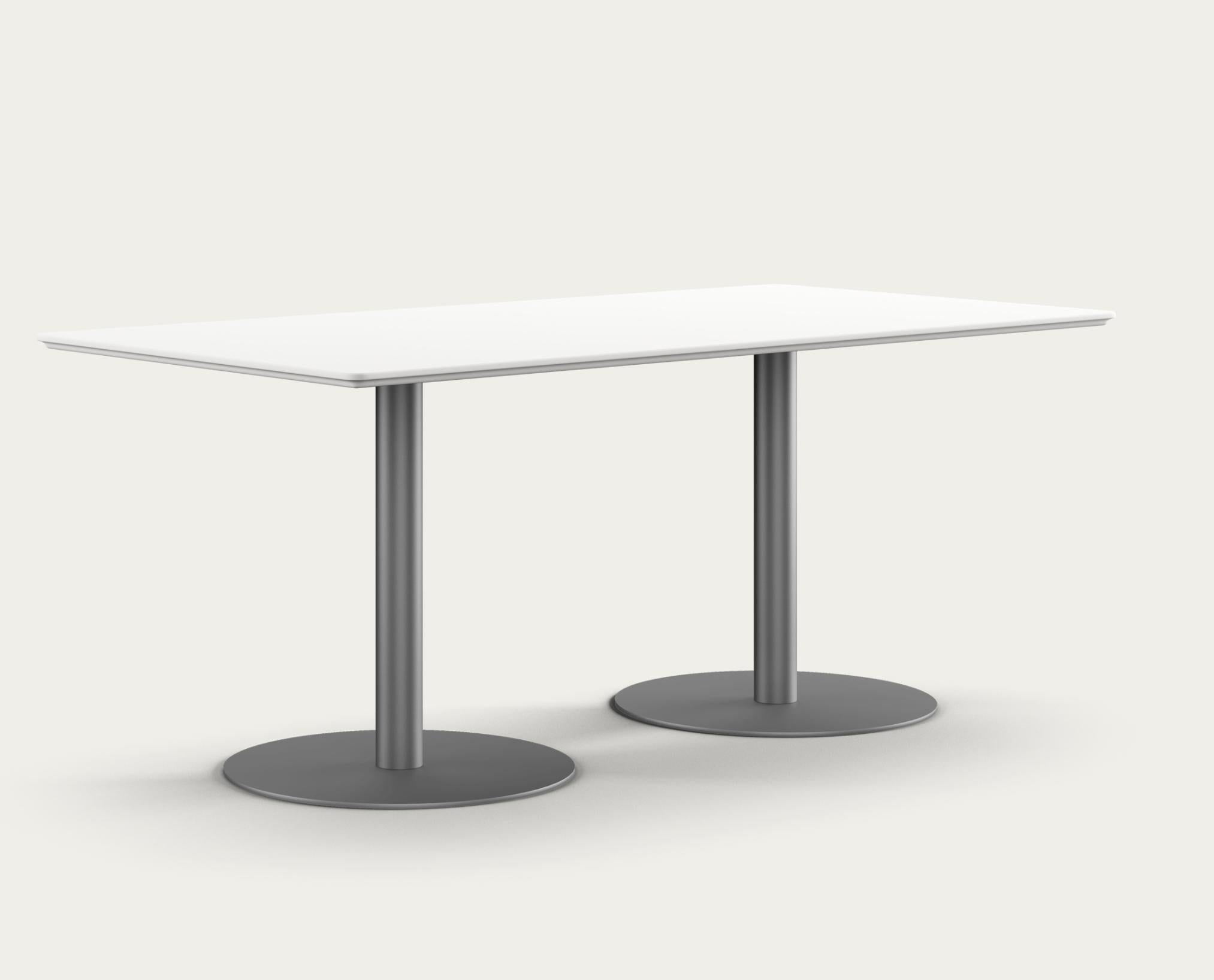 Henrik Tengler Train Conference Table Leg: Graphite, Tabletop: Laminate White  For One Collection.

As a prominent feature of the Train Table Series, originally created in 2004 by Henrik Tengler, the Train Conference Table is a testament to