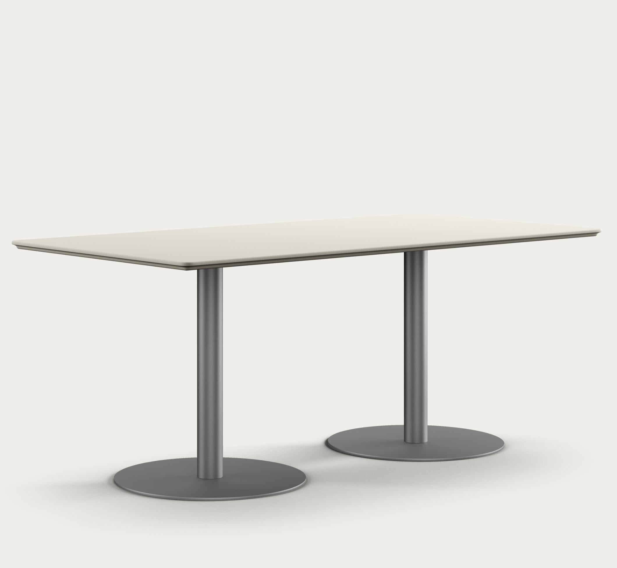Henrik Tengler Train Conference Table Leg: Graphite, Tabletop: Linoleum Mushroom For One Collection.

As a prominent feature of the Train Table Series, originally created in 2004 by Henrik Tengler, the Train Conference Table is a testament to