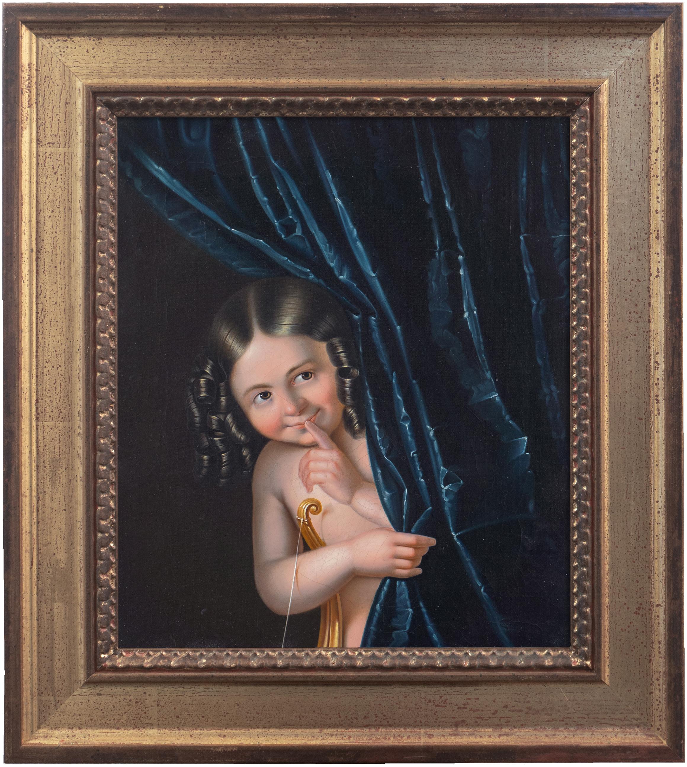 'Female Cupid', Roman Mythology, Venus and Mars, Romance, Lust, Love, Desire - Academic Painting by Henrika Langus
