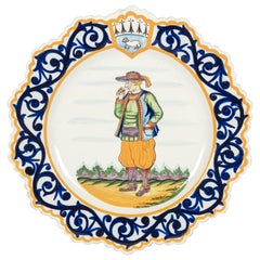 Piatto in maiolica francese Henriot Quimper