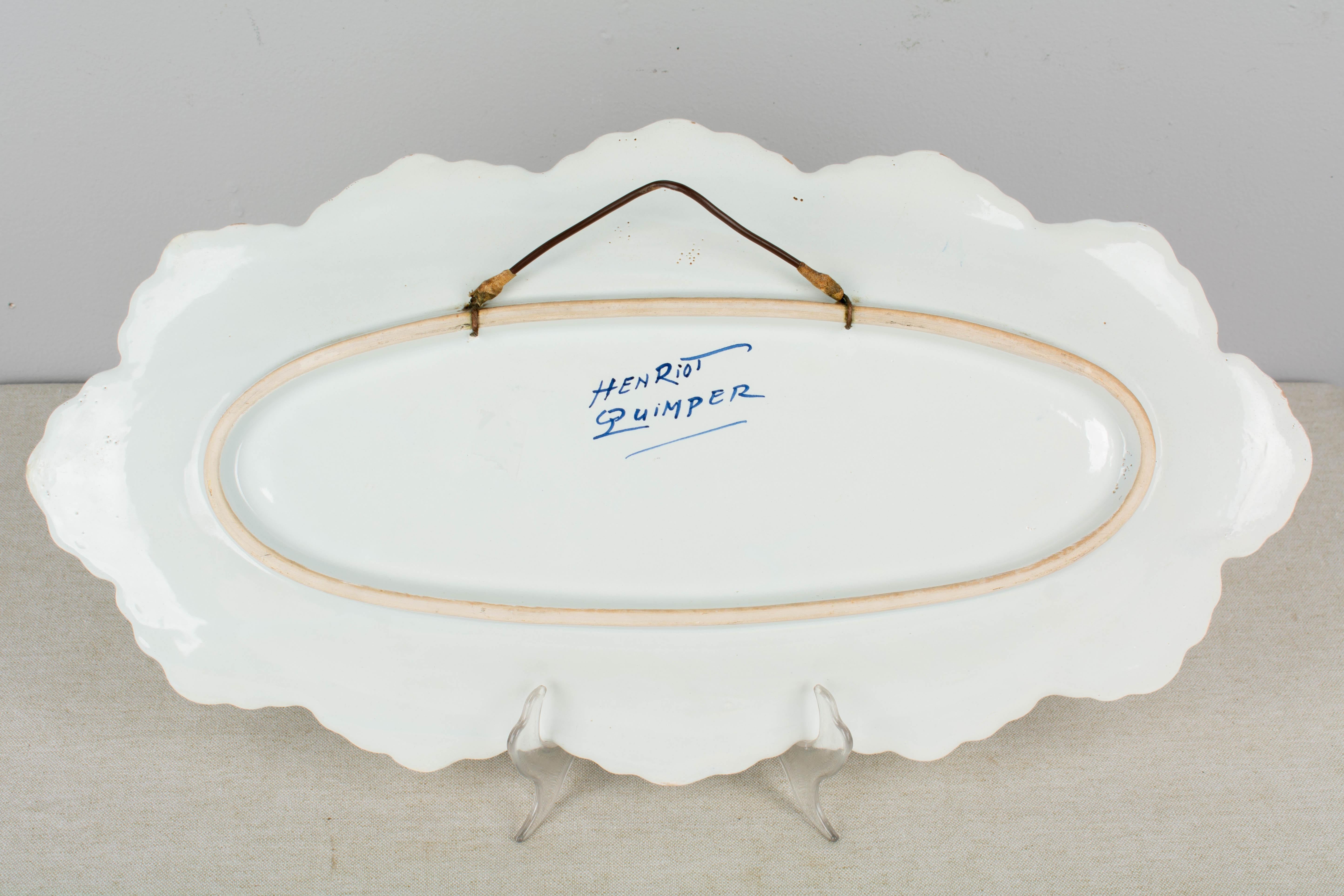 French Henriot Quimper Faience Platter In Good Condition In Winter Park, FL