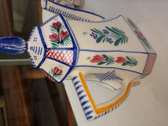 Henriot Quimper Faience Three Piece Coffee Pot Tea Set