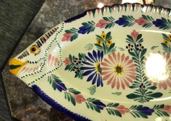 Henriot Quimper Large Signed Stamped Pottery Ceramic Fish Platter Plate