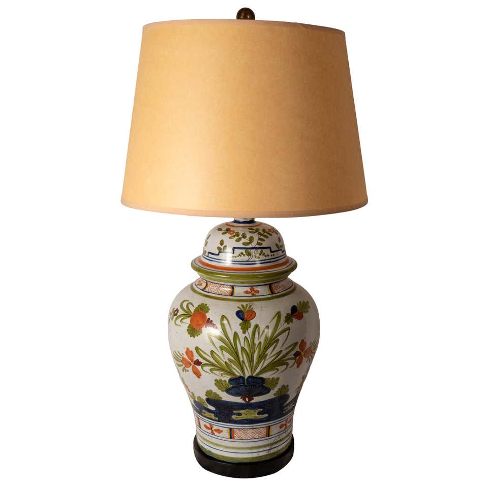 Turquoise Ceramic Ribbed Ginger Jar Form Table Lamp For Sale at 1stDibs
