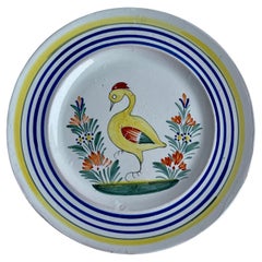 Vintage Henroit Quimper Faience Duck Plate, France, circa 1930s