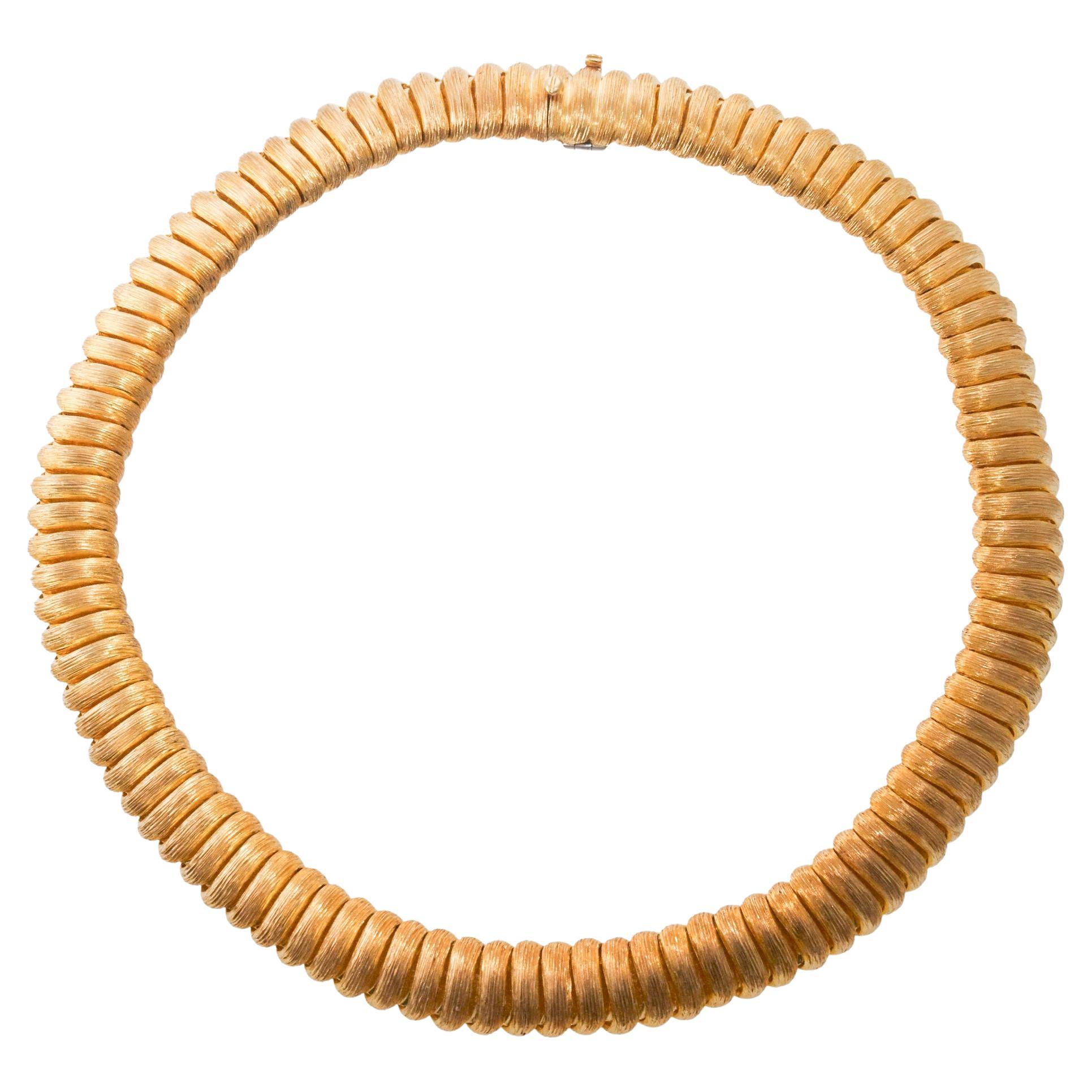 Henru Dunay Signature Brushed Finish Gold Necklace For Sale
