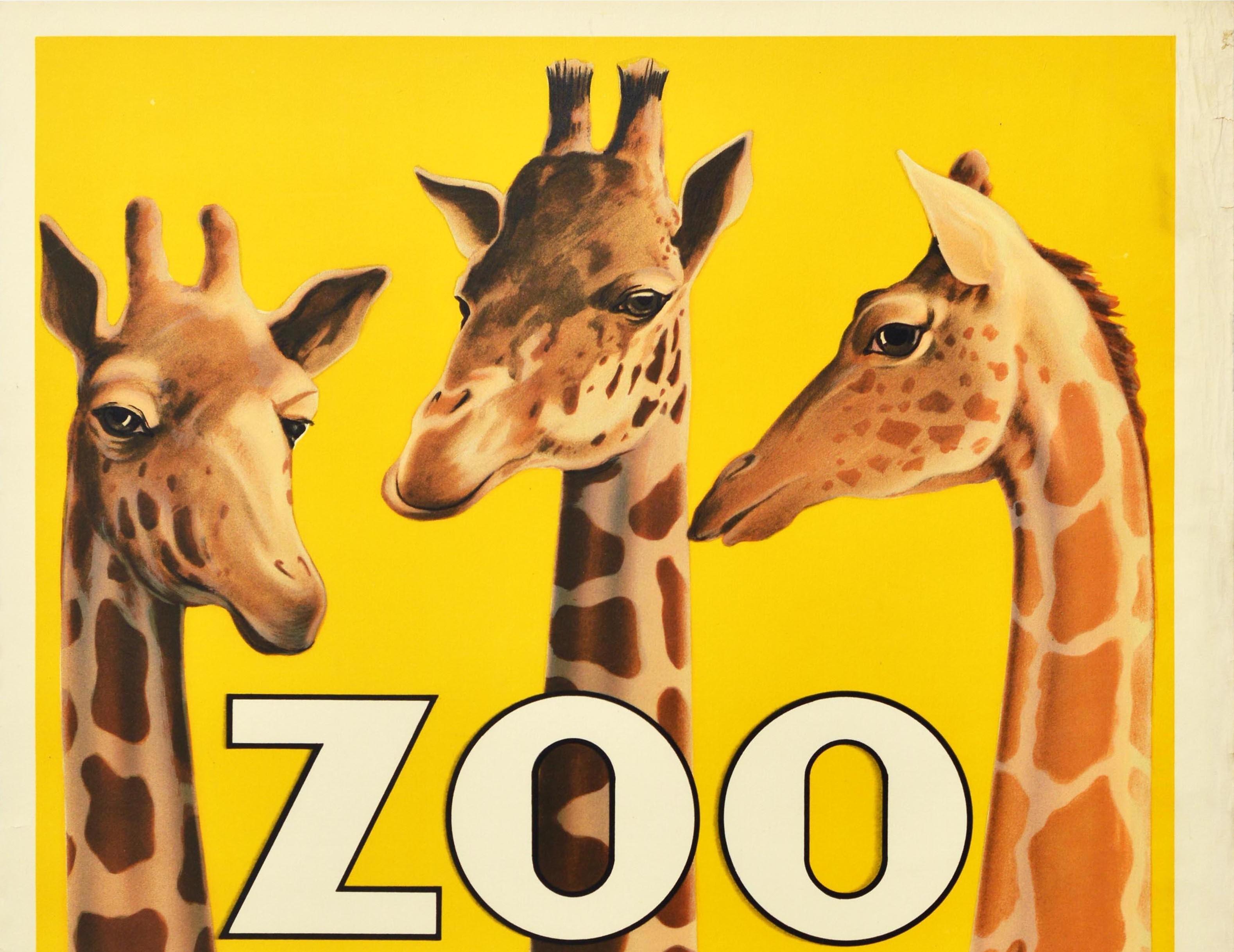 Original Vintage Advertising Poster For Copenhagen Zoo Denmark Giraffe Design - Print by Henry