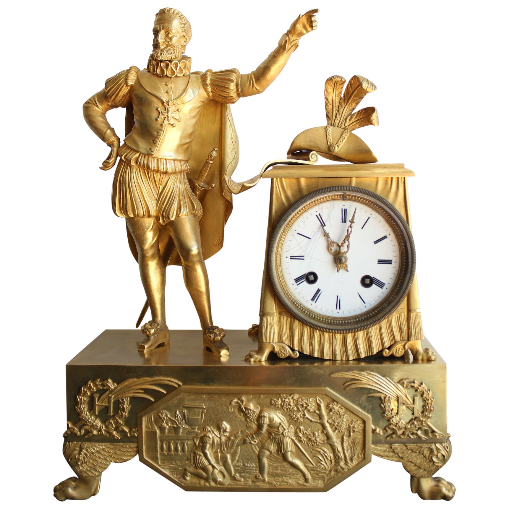 Henry 4 French Restauration Clock For Sale