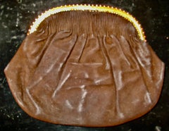 Henry a la Pensee Paris Brown Suede Evening Bag