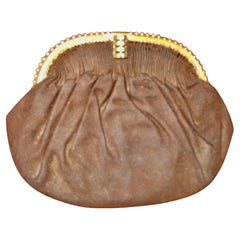 Henry a la Pensee Paris Brown Suede Evening Bag