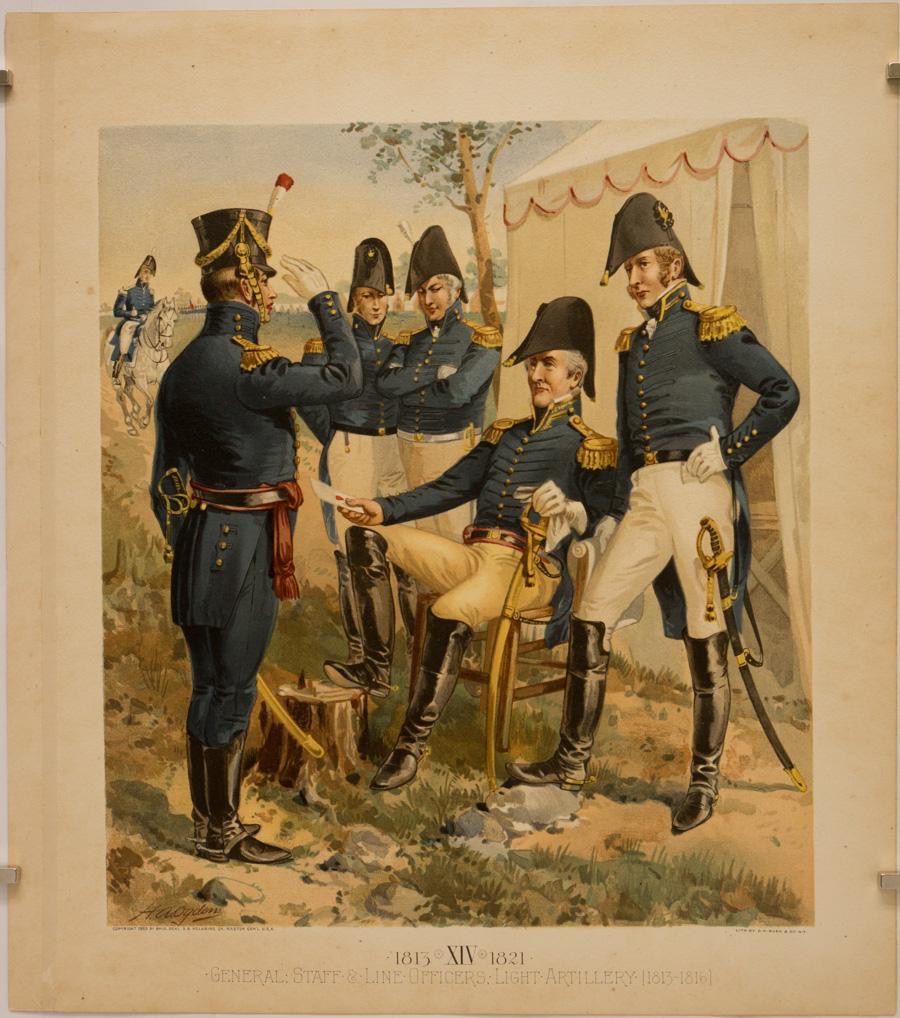 Henry A. Ogden Portrait Print - General, Staff & Line Officers, Light Artillery (1813-1816); XIV 1813-1821