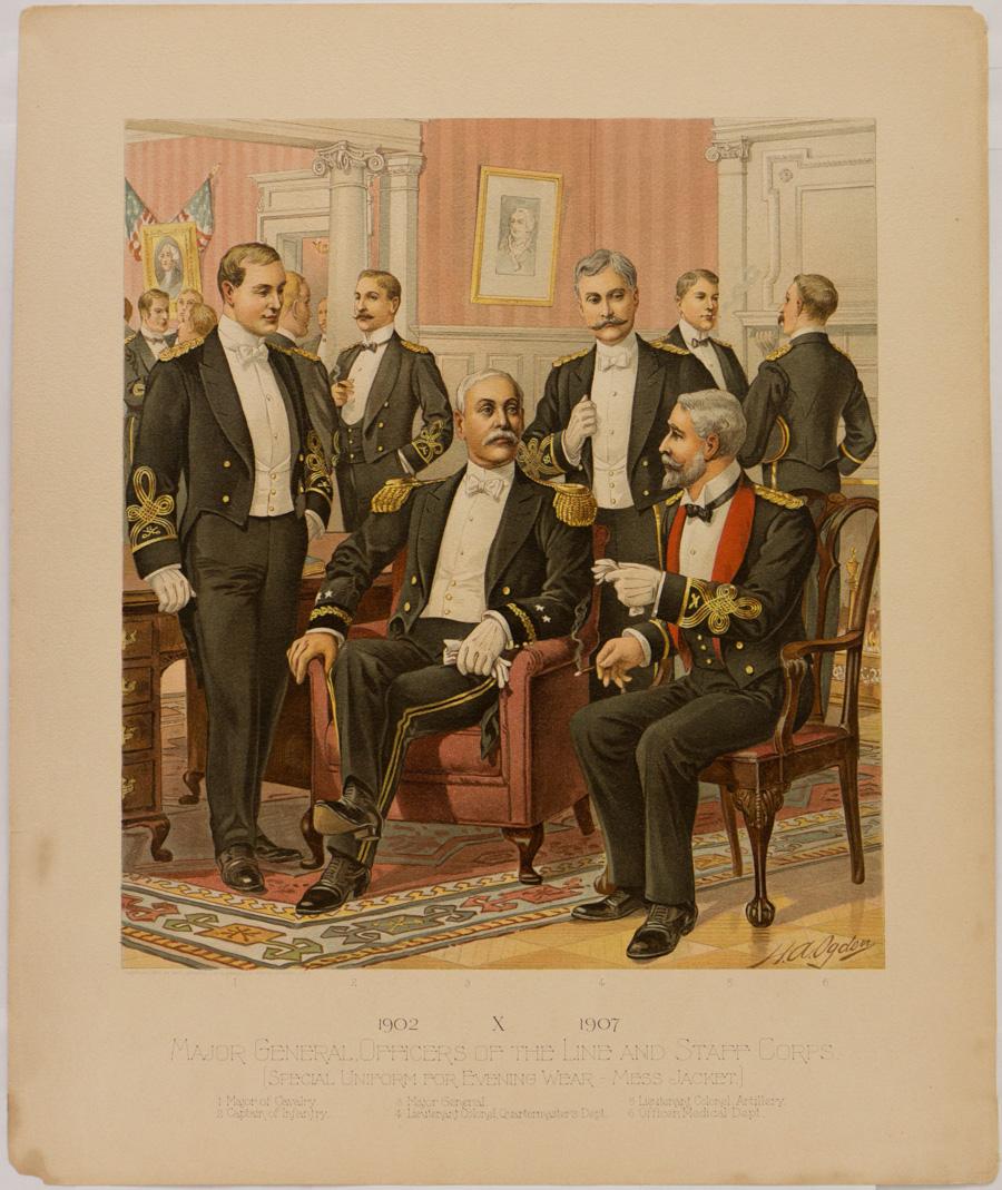 Figurative Print Henry A. Ogden - Uniforme spéciale du soir du major général des officiers de la Line &Staff Corps