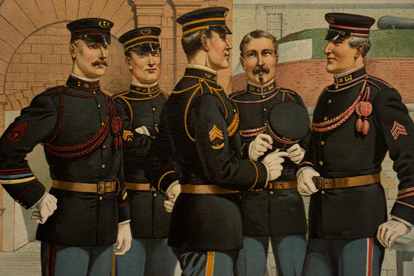 Officers non commissionnés - Staff Corps & Engineers ( Robe complète) ; XIII 1902-1907 - Beige Figurative Print par Henry A. Ogden