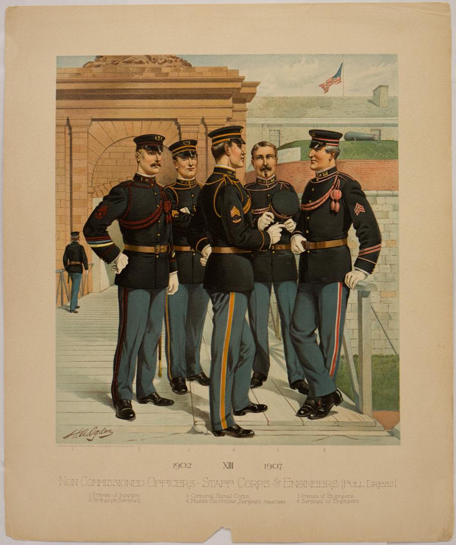 Figurative Print Henry A. Ogden - Officers non commissionnés - Staff Corps & Engineers ( Robe complète) ; XIII 1902-1907
