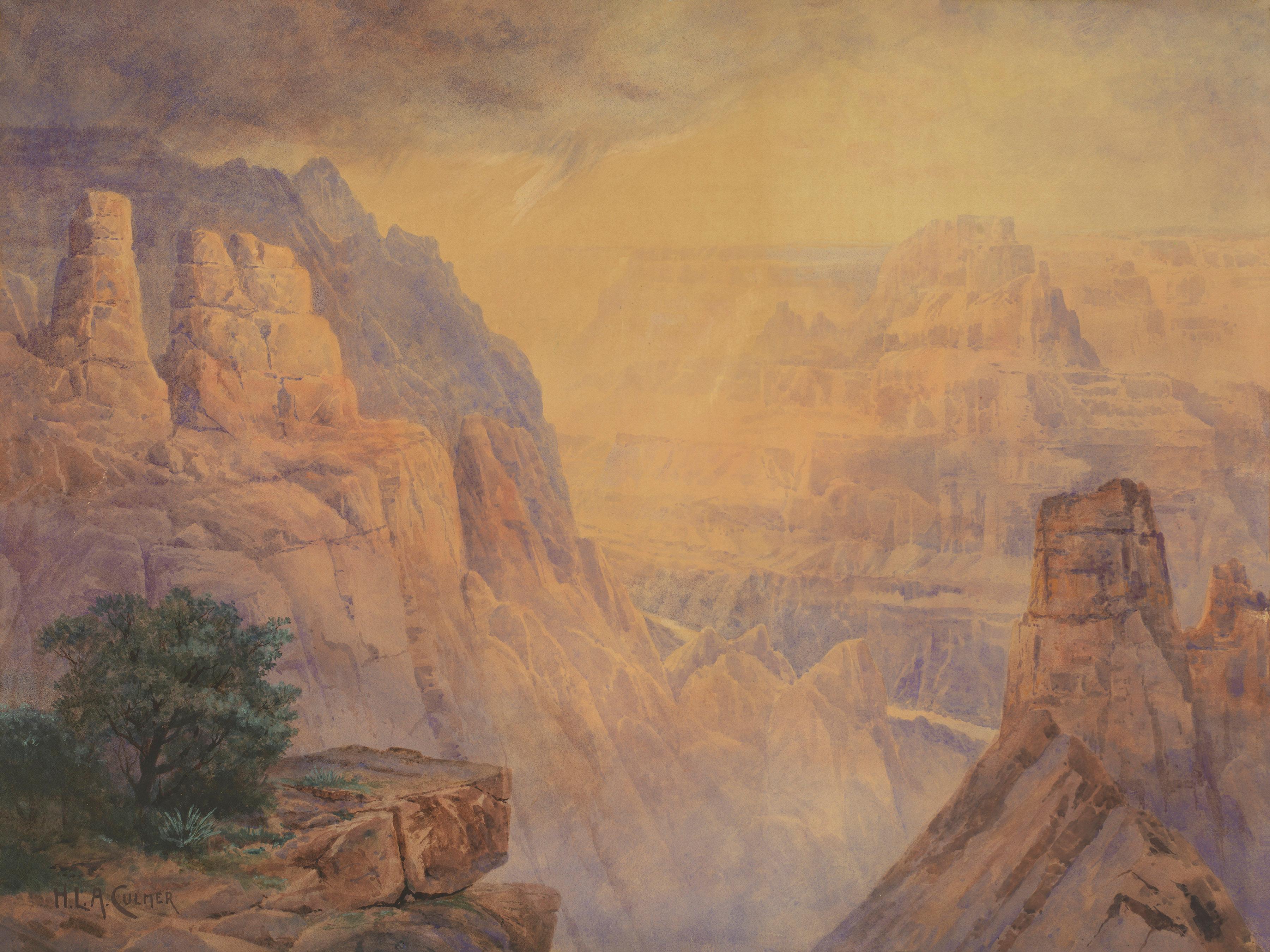 Grand Canyon of the Colorado in Arizona by H.L.A. Culmer - Painting by Henry Adolphus Lavender Culmer