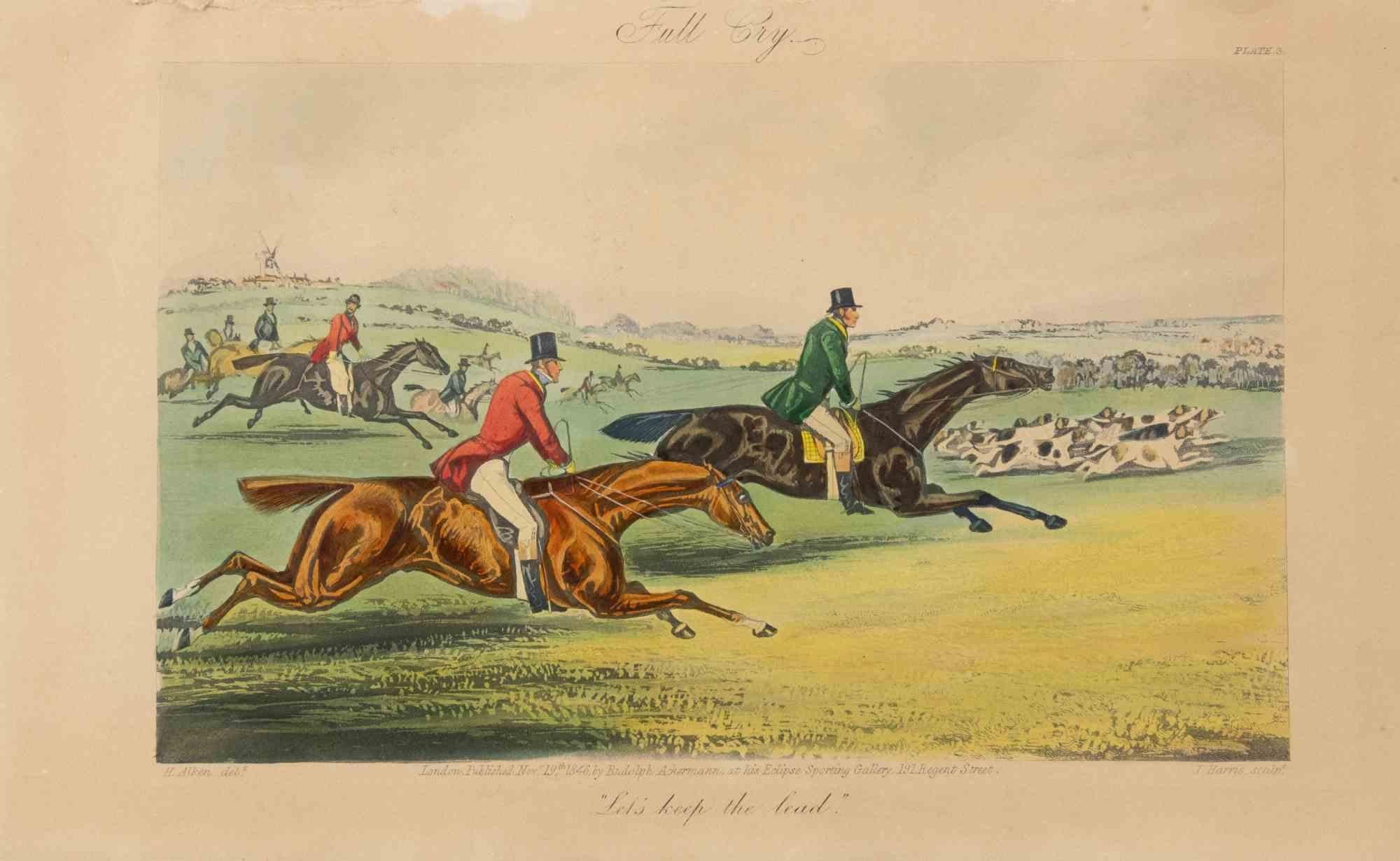 Pleine cry  - Gravure par  Henry Alke - 1846