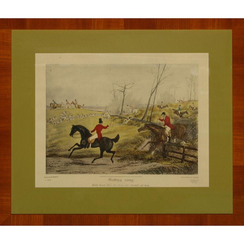 Hand-colour plate Getting Away Hold Hard Tom, let them get steadily at him drawn by Henry Alken 

Copyright 1927 Chagnon & Co New York

Image Sz: 10 1/2"H x 14 1/2"W

Frame Sz: 20"H x 24"W