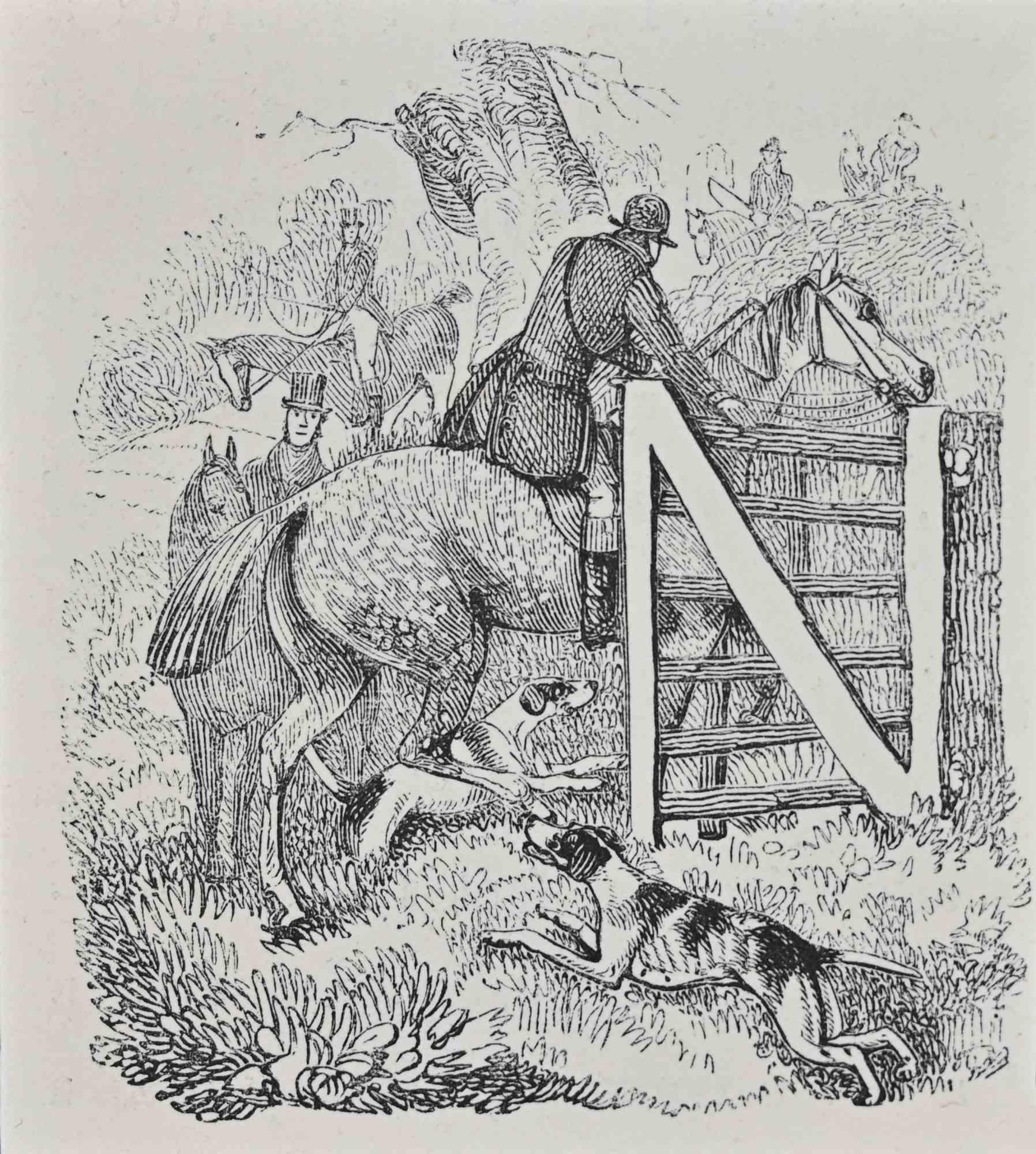 Knight and Horse - Lithograph by Henry Alken - 1846