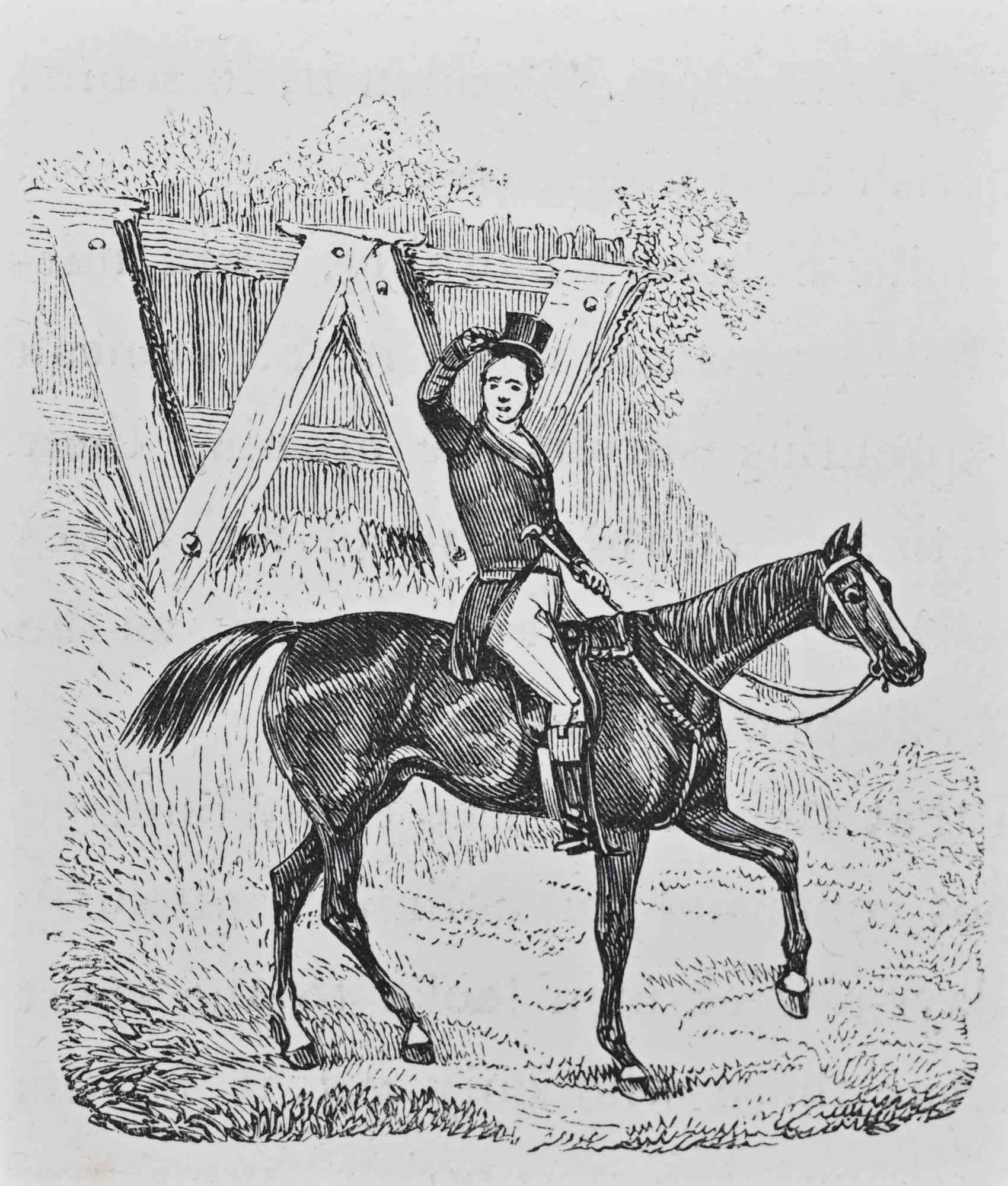 Knight and Horse - Lithograph by Henry Alken - 1846