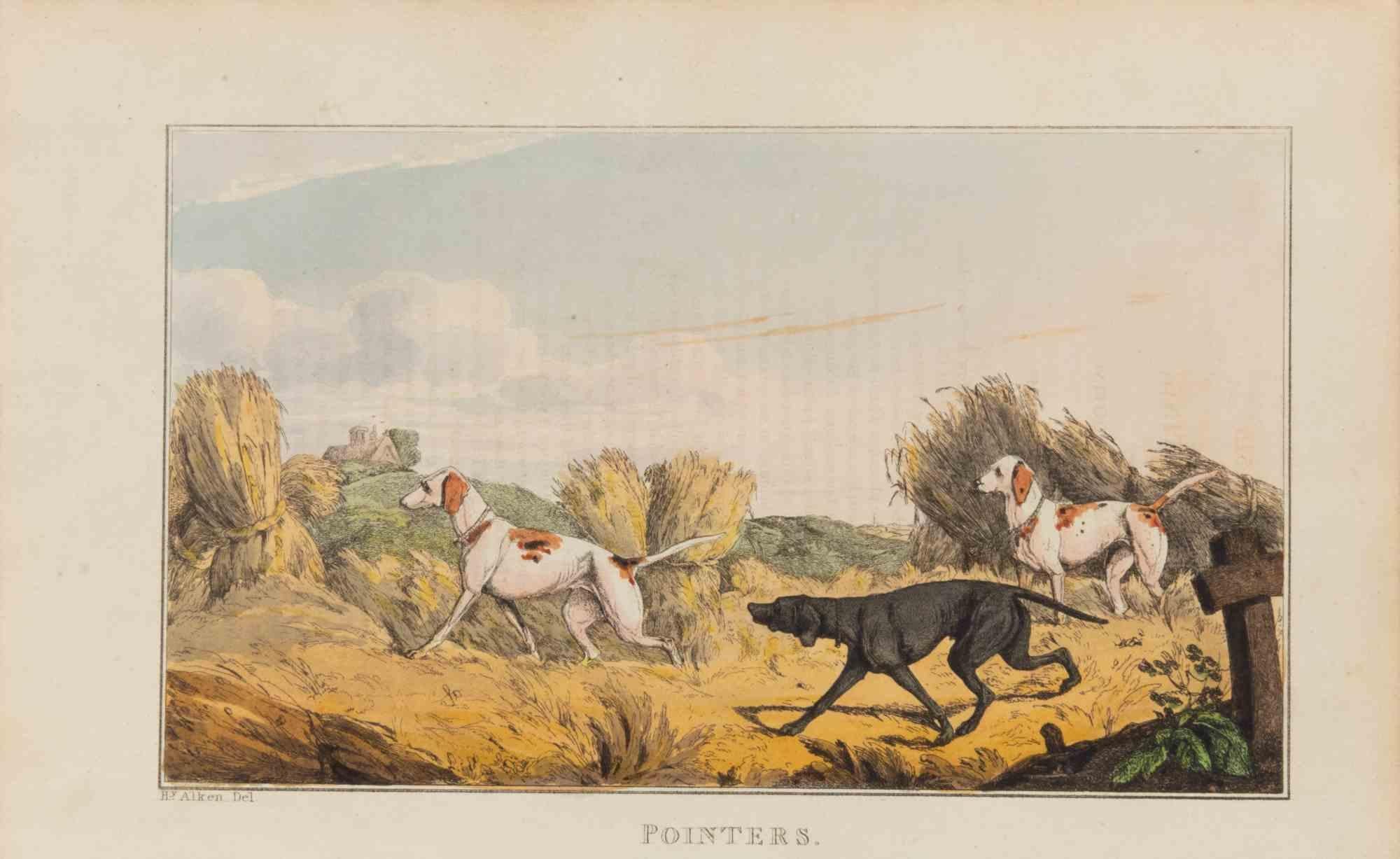Pointers - Etching by Henry Alken - 1822