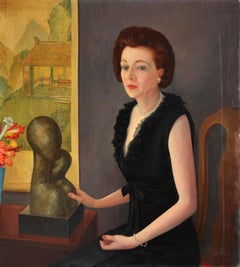 Ruth Gutman con Escultura, Retrato al óleo de Henry Allman