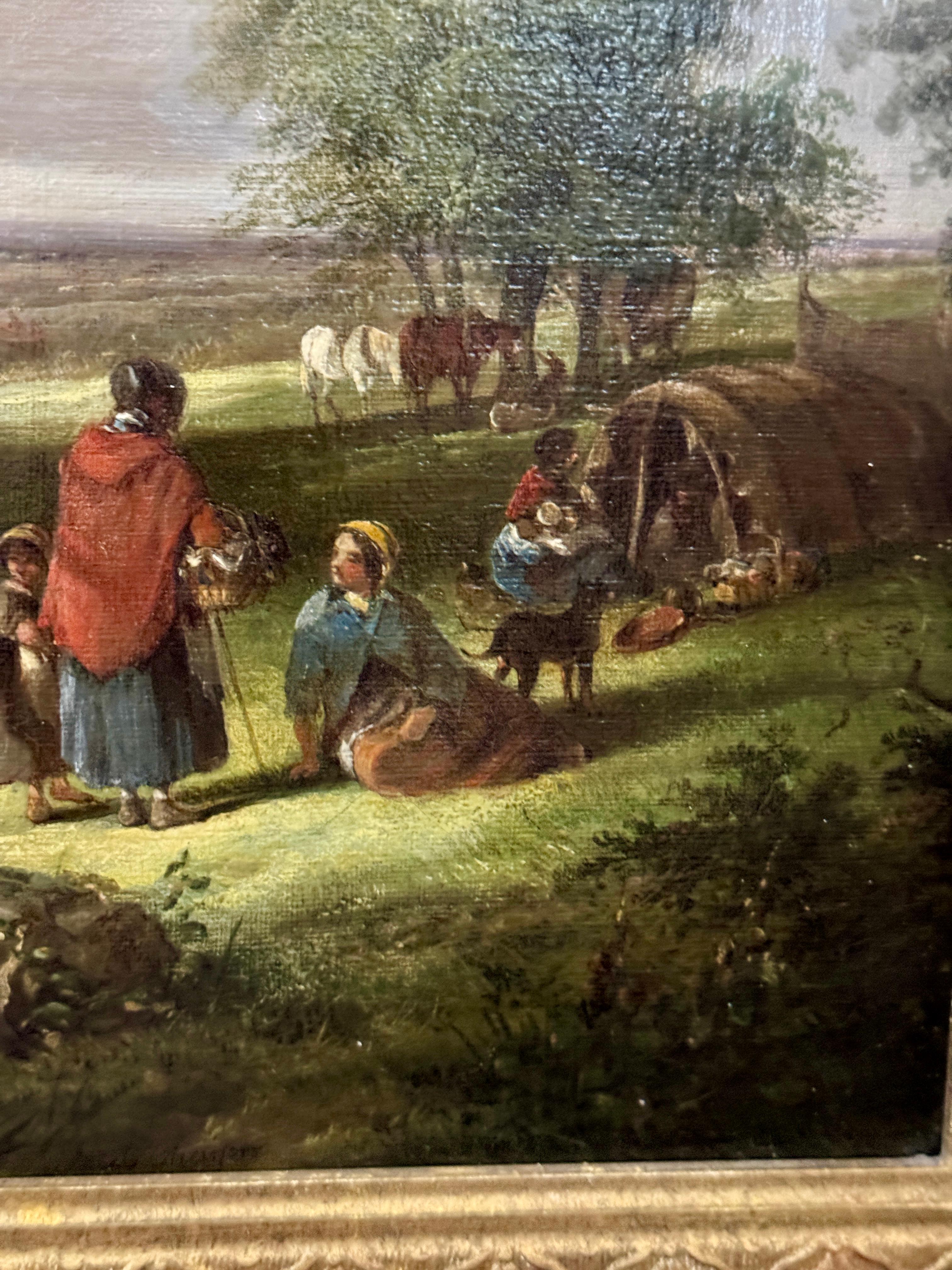 Henry Shayer (1787-1844) y Charles Shayer (1826-1914)

Figuras junto a un río en un paisaje boscoso, hacia 1860
Óleo sobre lienzo
Firmado en el centro de la parte inferior

⸻

Un hermoso paisaje inglés de mediados del siglo XIX pintado en