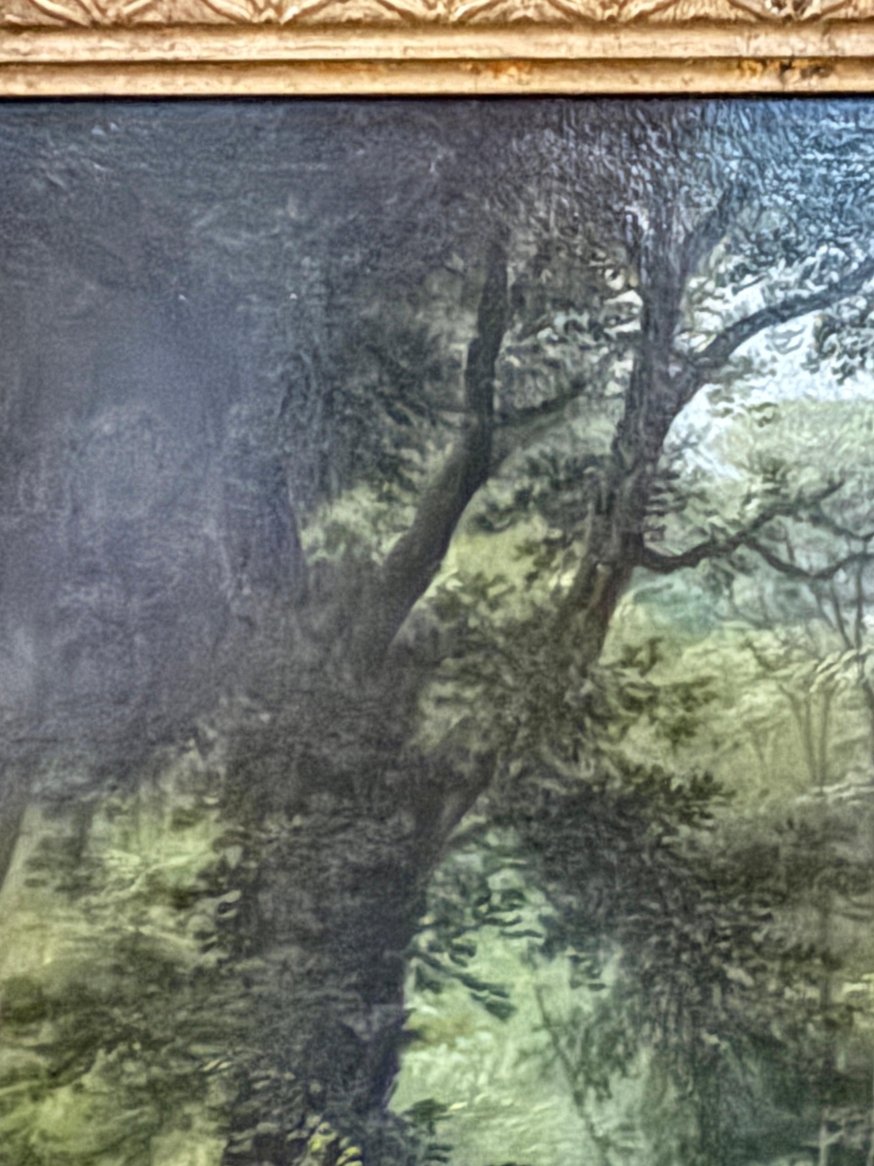 Paisaje victoriano inglés del siglo XIX, con figuras, burro, caballos árboles en venta 3