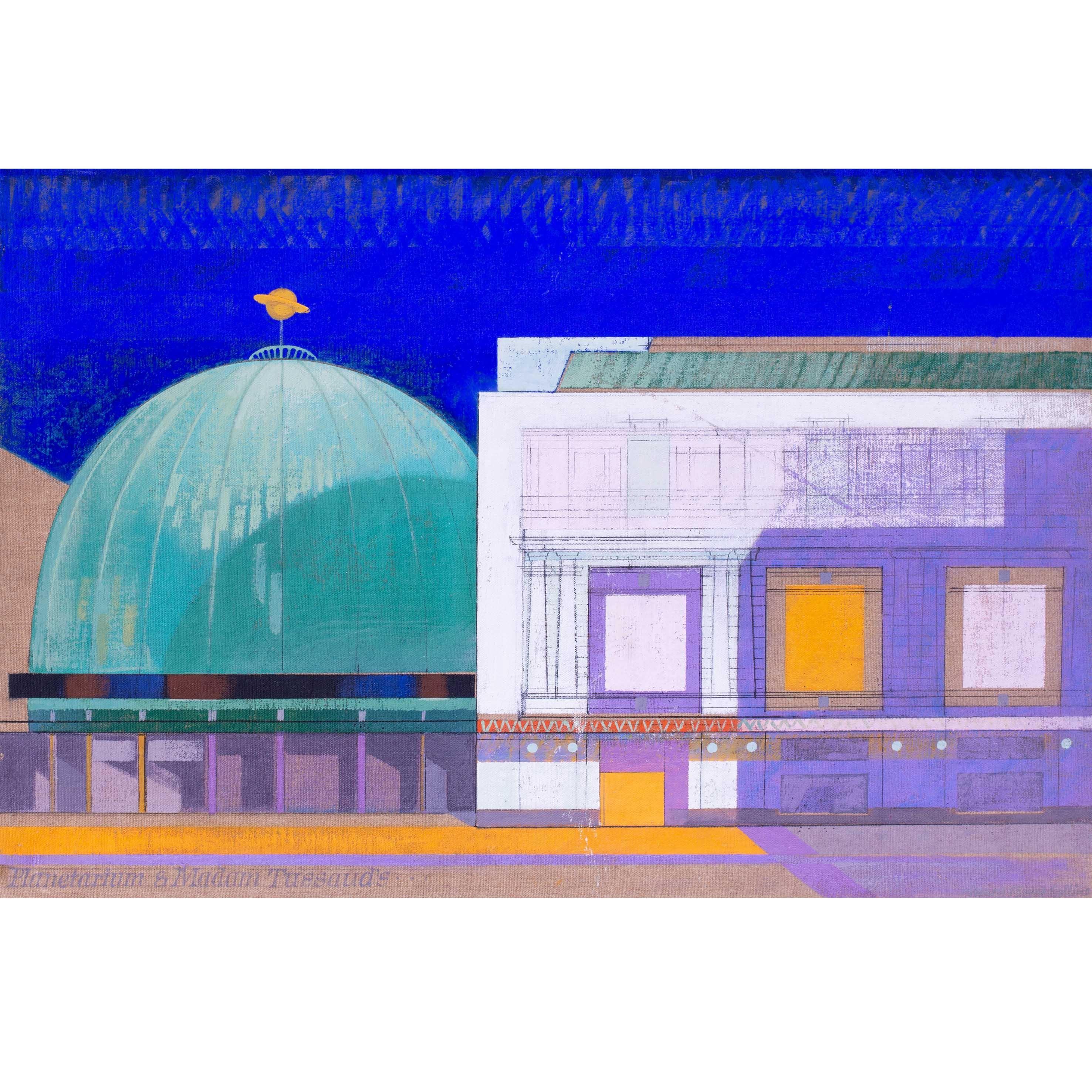 Planetario y Madame Tussauds, Londres por Henry & Joyce Collins, lienzo acrílico en venta 6