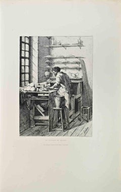 Un Ouvrier de Sèvres - Etching by Henry Augustin Valentin - 1870s