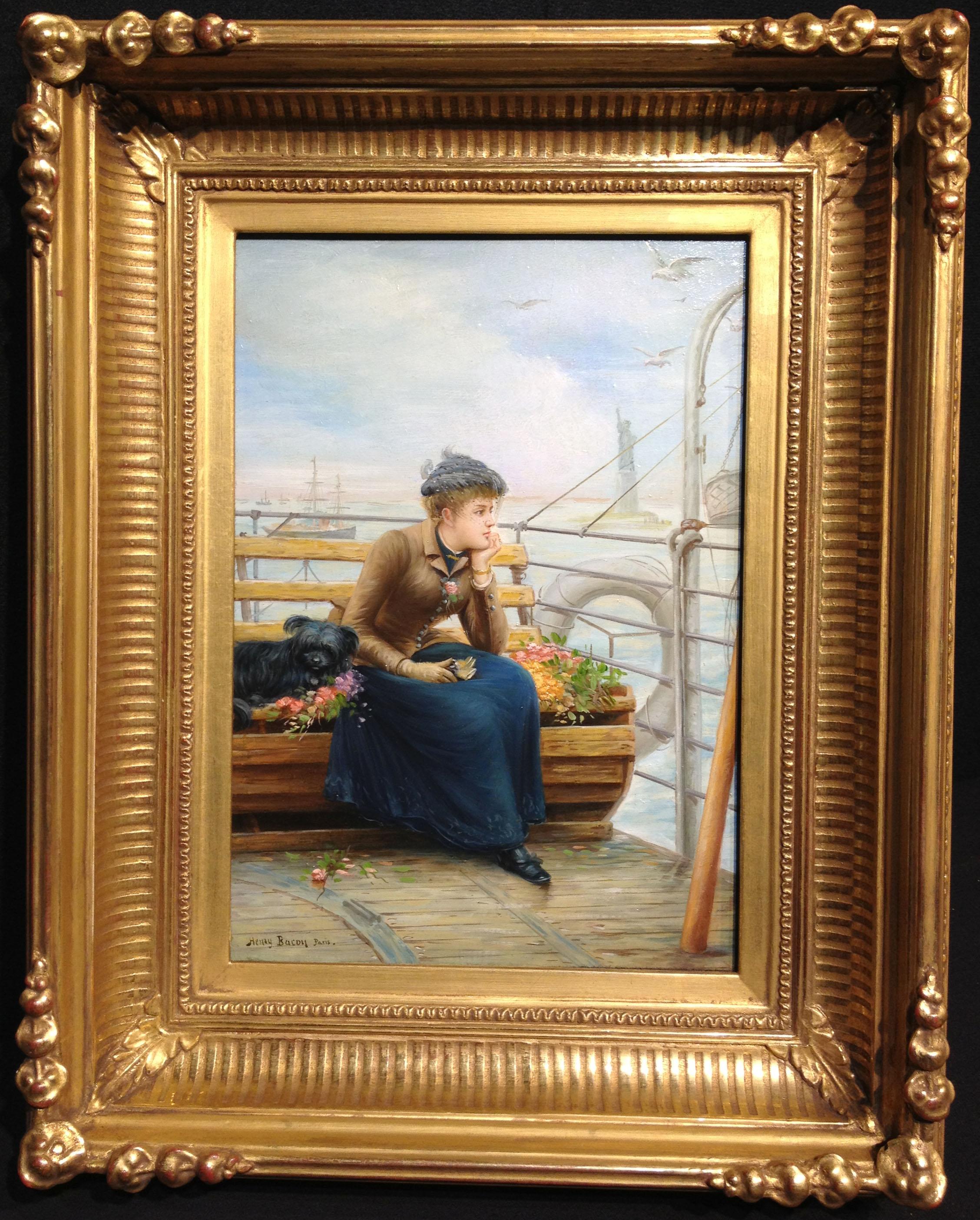 Rêver à nouveau, départ du port de New York - Painting de Henry Bacon