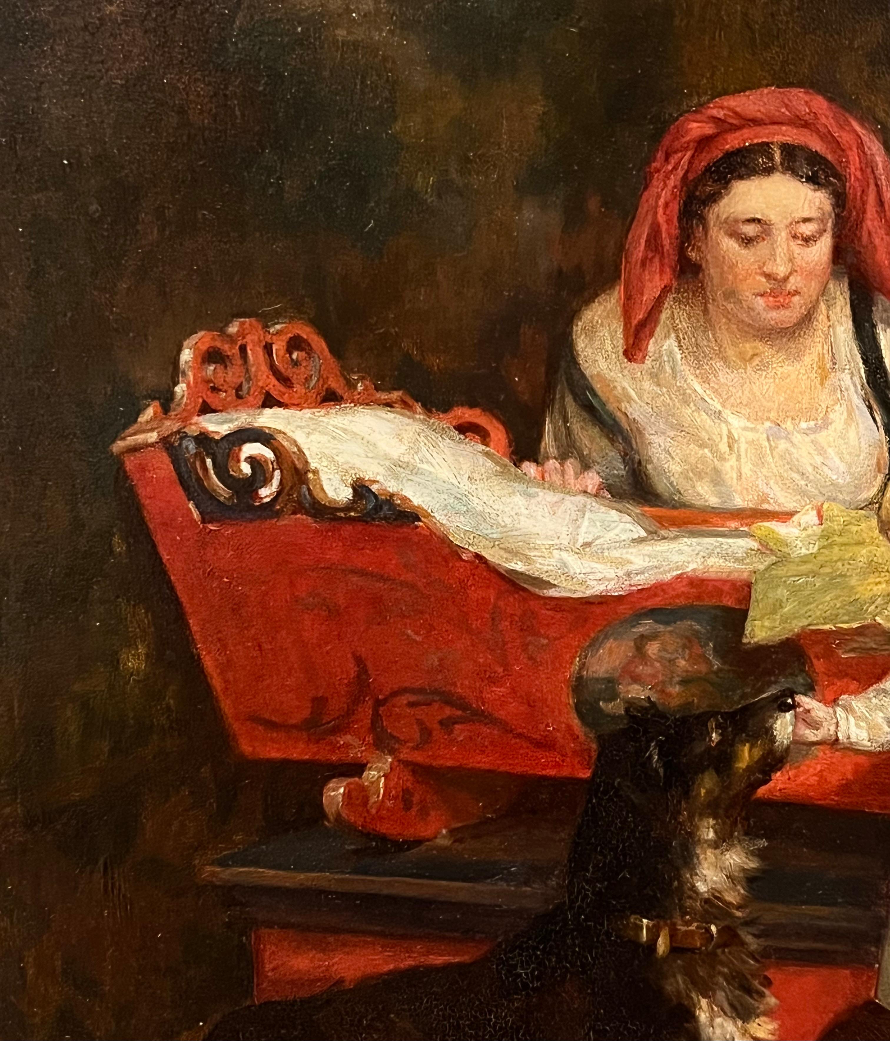 Portrait d'une mère, d'un Child & Child et d'un chien intitulé 