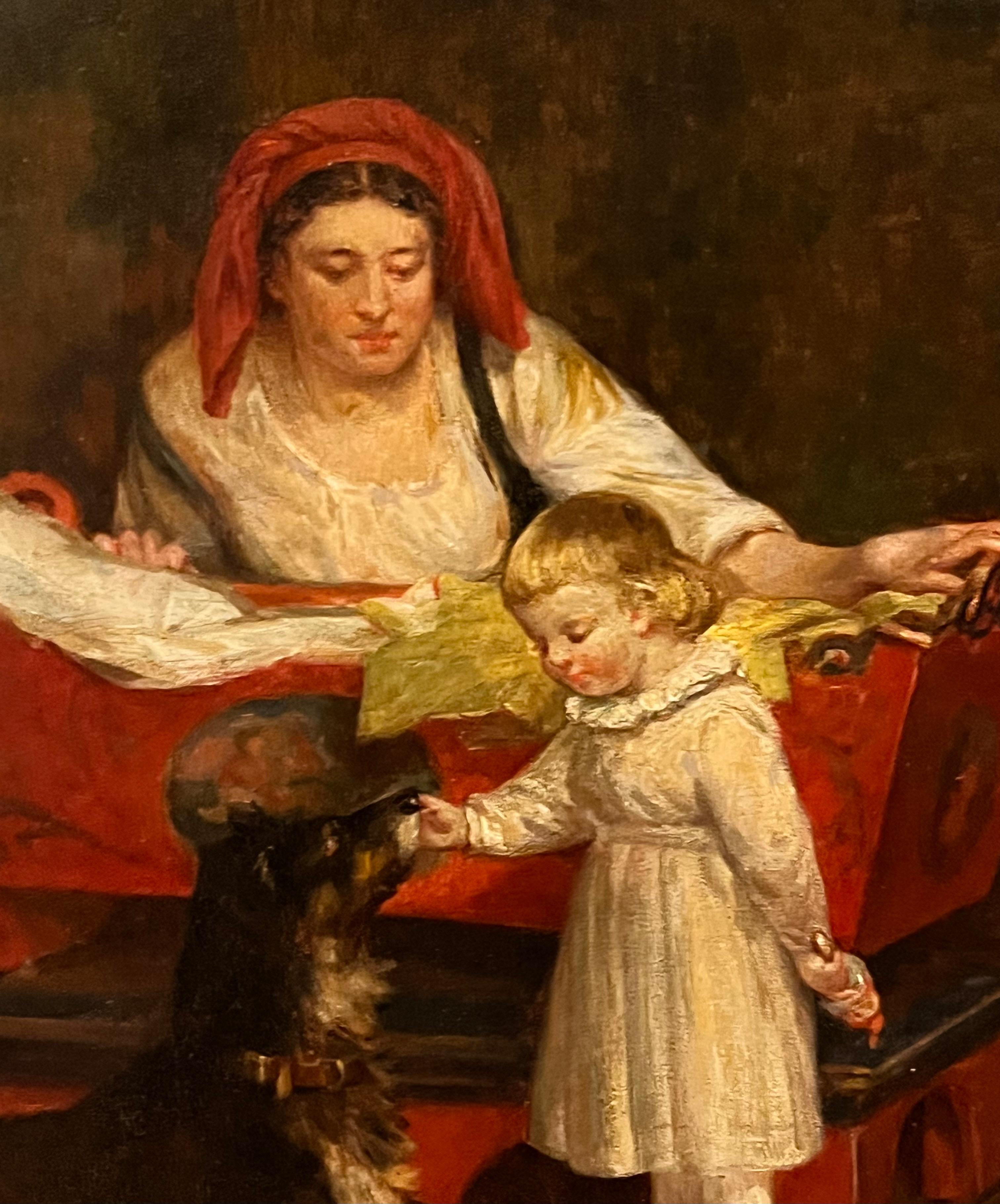 Portrait d'une mère, d'un Child & Child et d'un chien intitulé 